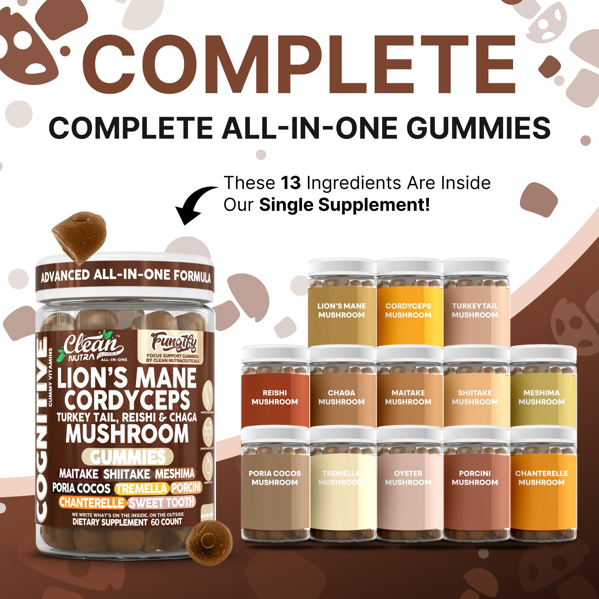 Clean Nutraceuticals Lions Mane Gummies wild berry flavour close-up