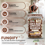 Clean Nutraceuticals Lions Mane Gummies with mushrooms background