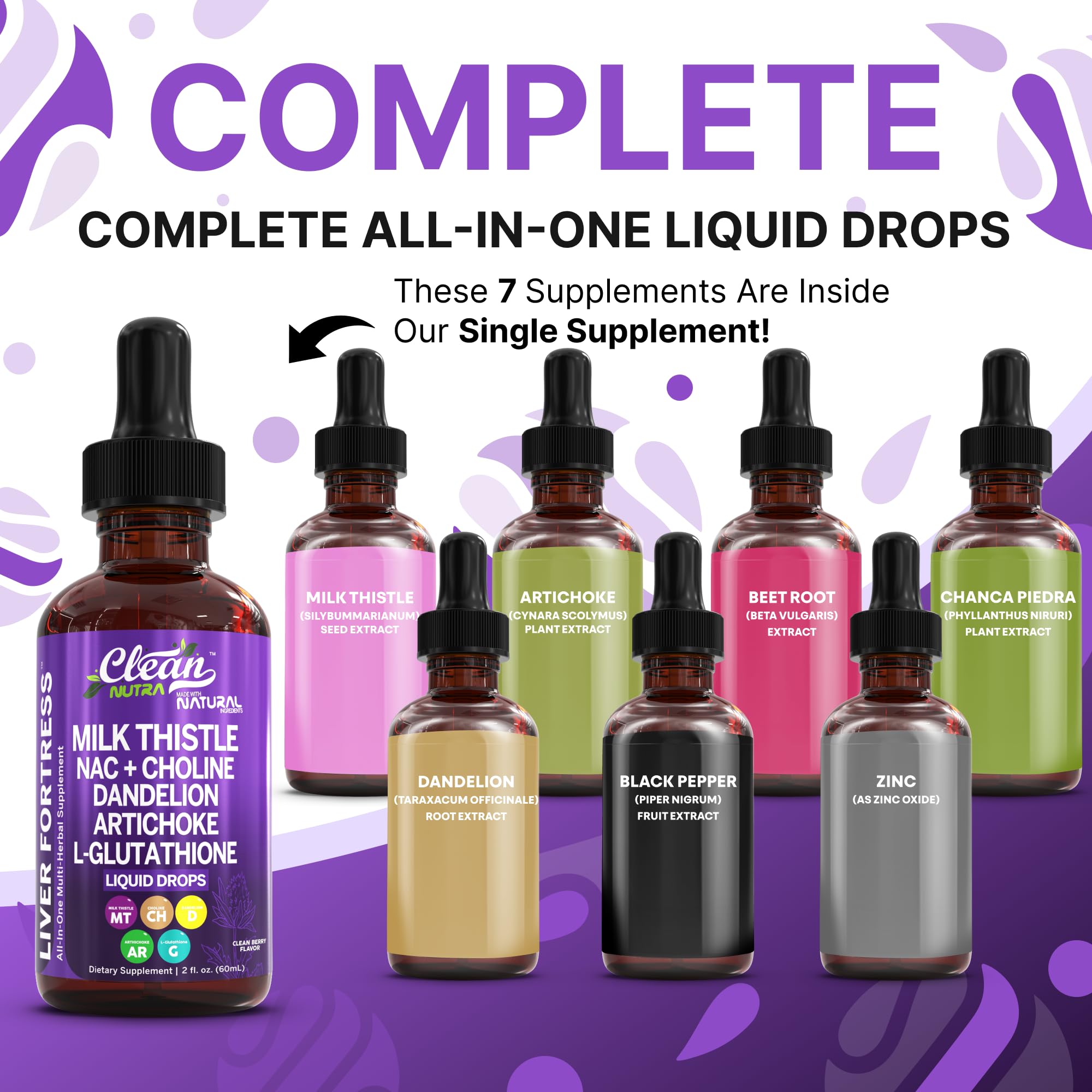 Clean Nutraceuticals Liquid Milk Thistle Supplement 1000mg bottle with dropper