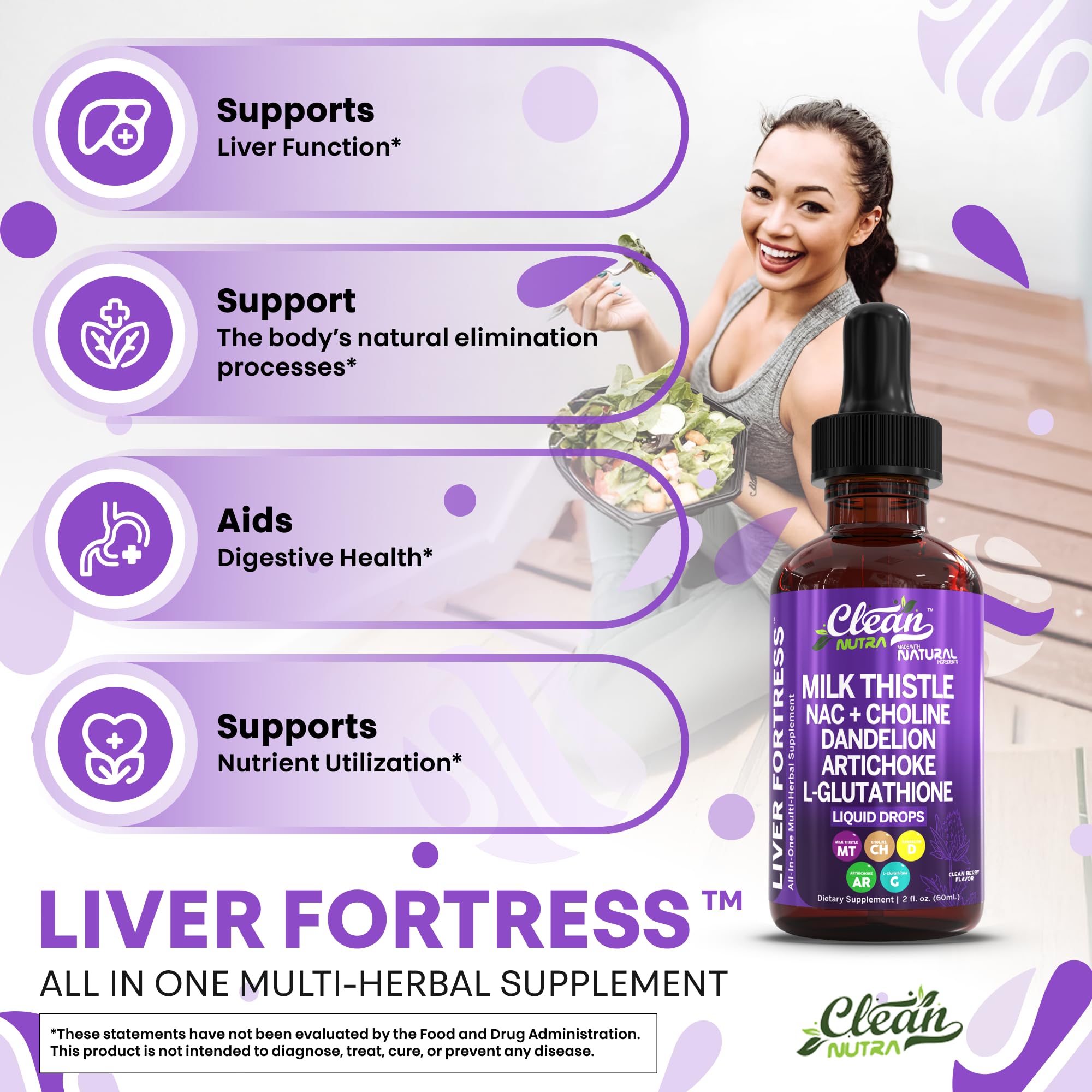 Clean Nutraceuticals Liquid Milk Thistle Supplement 1000mg with turmeric and ginger