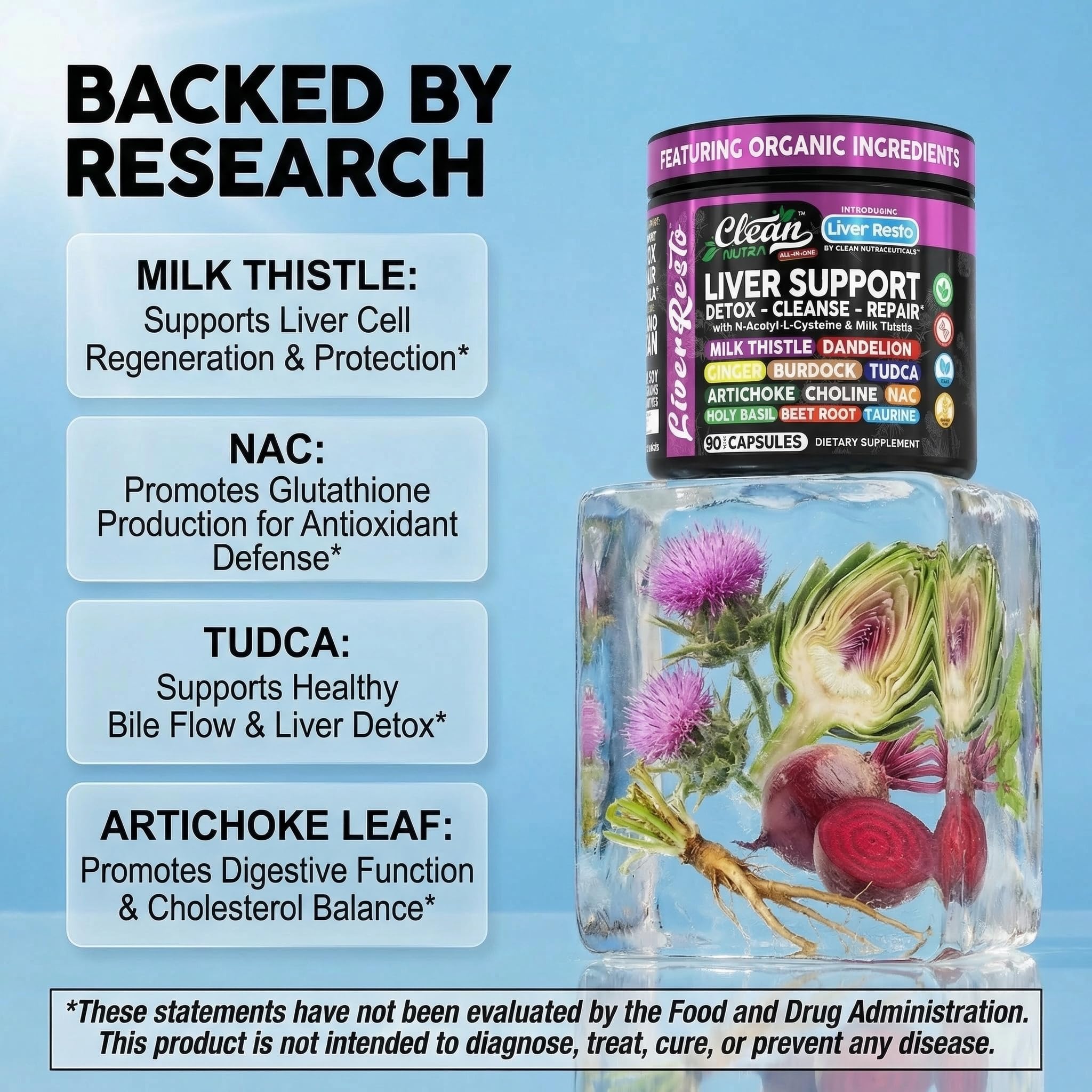 Clean Nutraceuticals Liver Resto Milk Thistle Supplement capsule close-up