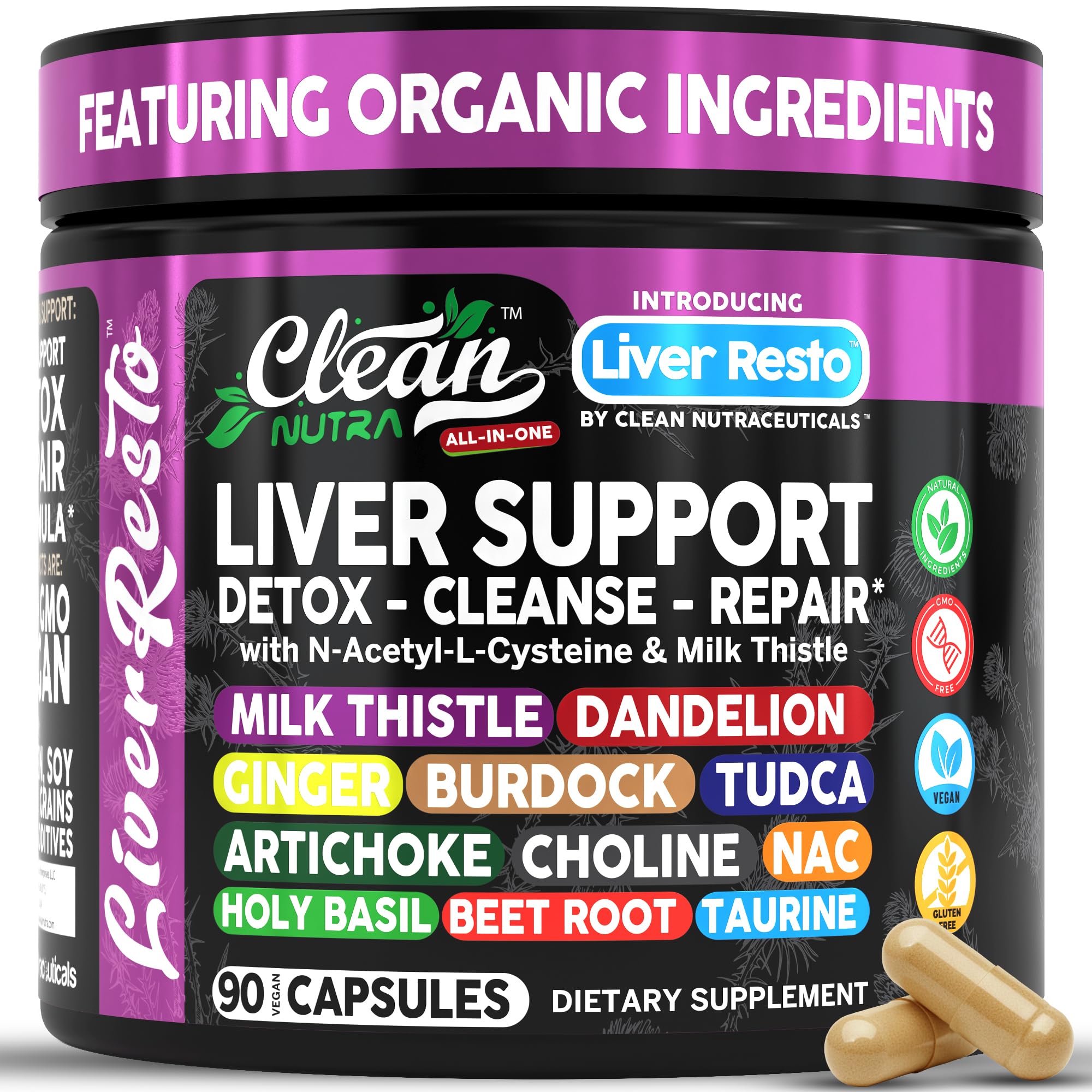 Clean Nutraceuticals Liver Resto Milk Thistle Supplement front view