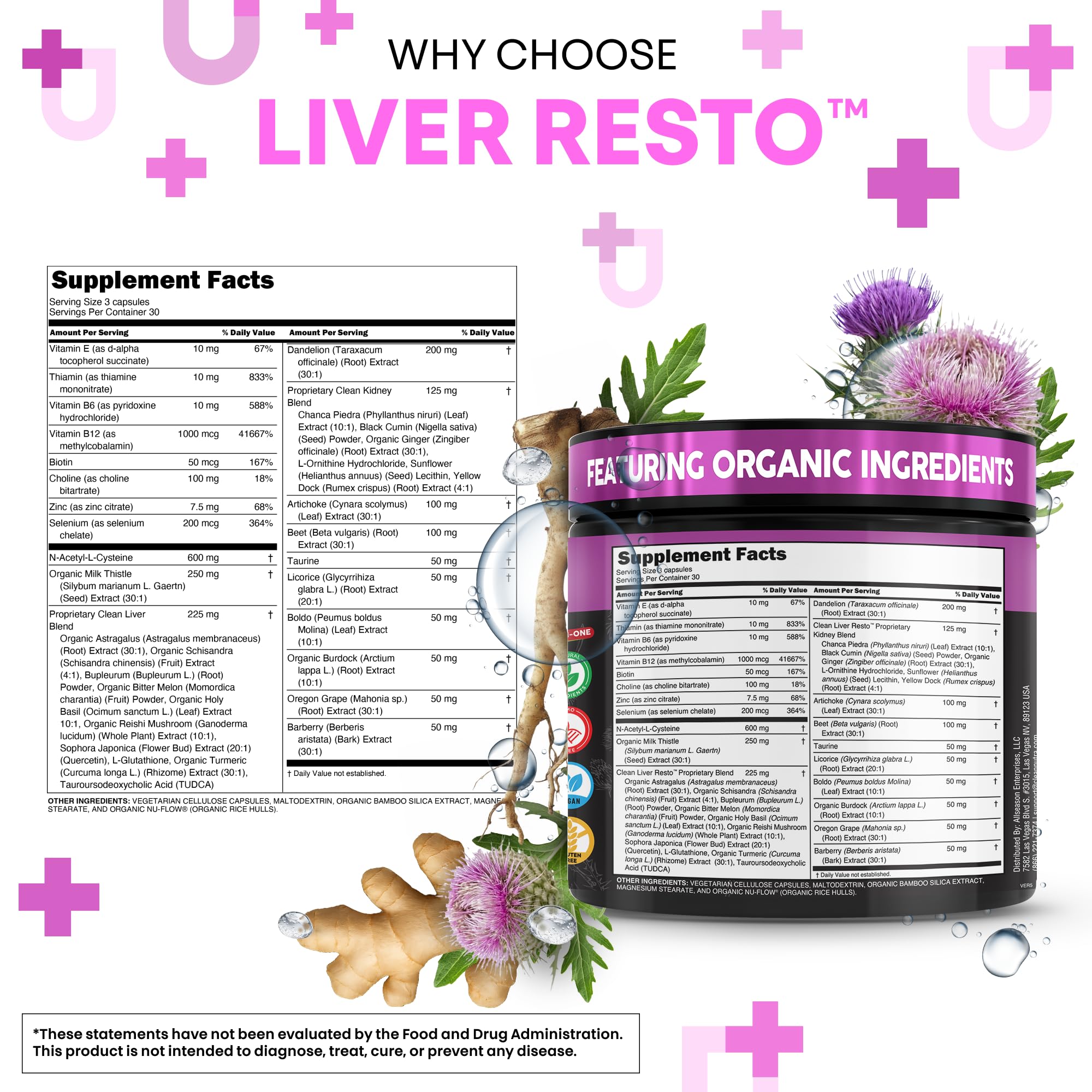 Clean Nutraceuticals Liver Resto Milk Thistle Supplement ingredients list