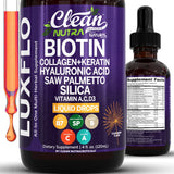 Clean Nutraceuticals LuxGlo Liquid Biotin Drops front view