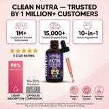 Clean Nutraceuticals LuxGlo Liquid Biotin Drops on a wooden table