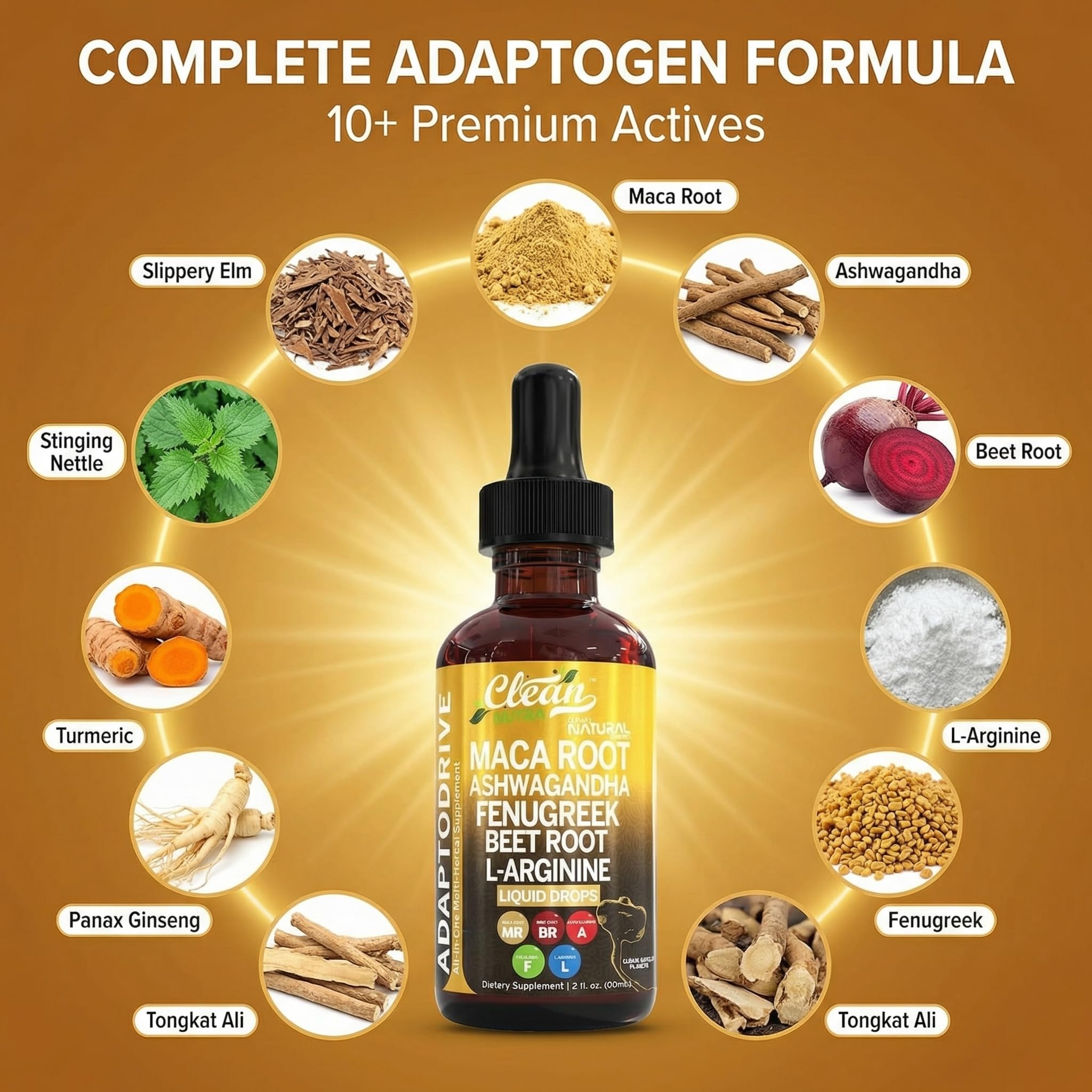 Clean Nutraceuticals Maca Root Drops 45g bottle side view