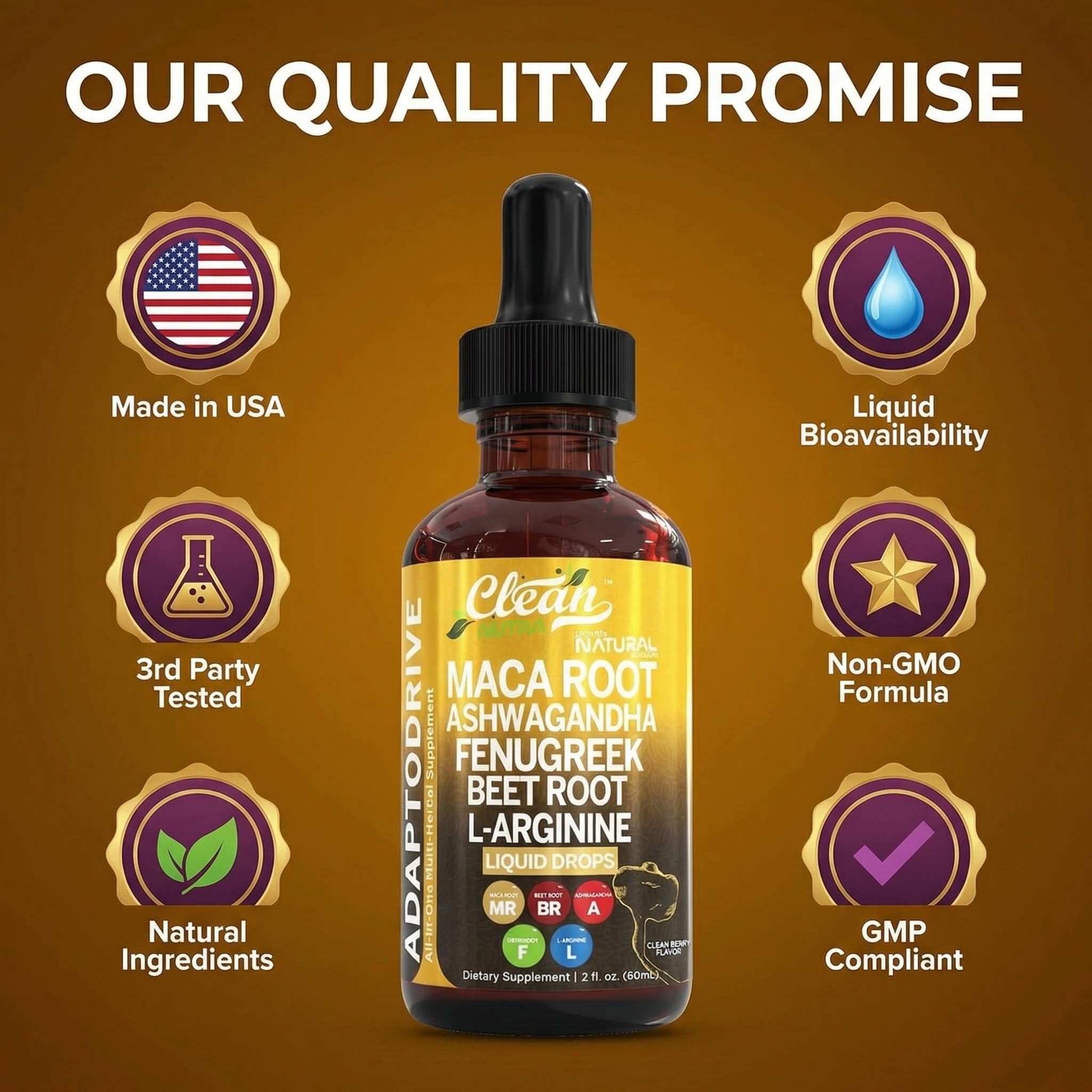 Clean Nutraceuticals Maca Root Drops 45g packaging details