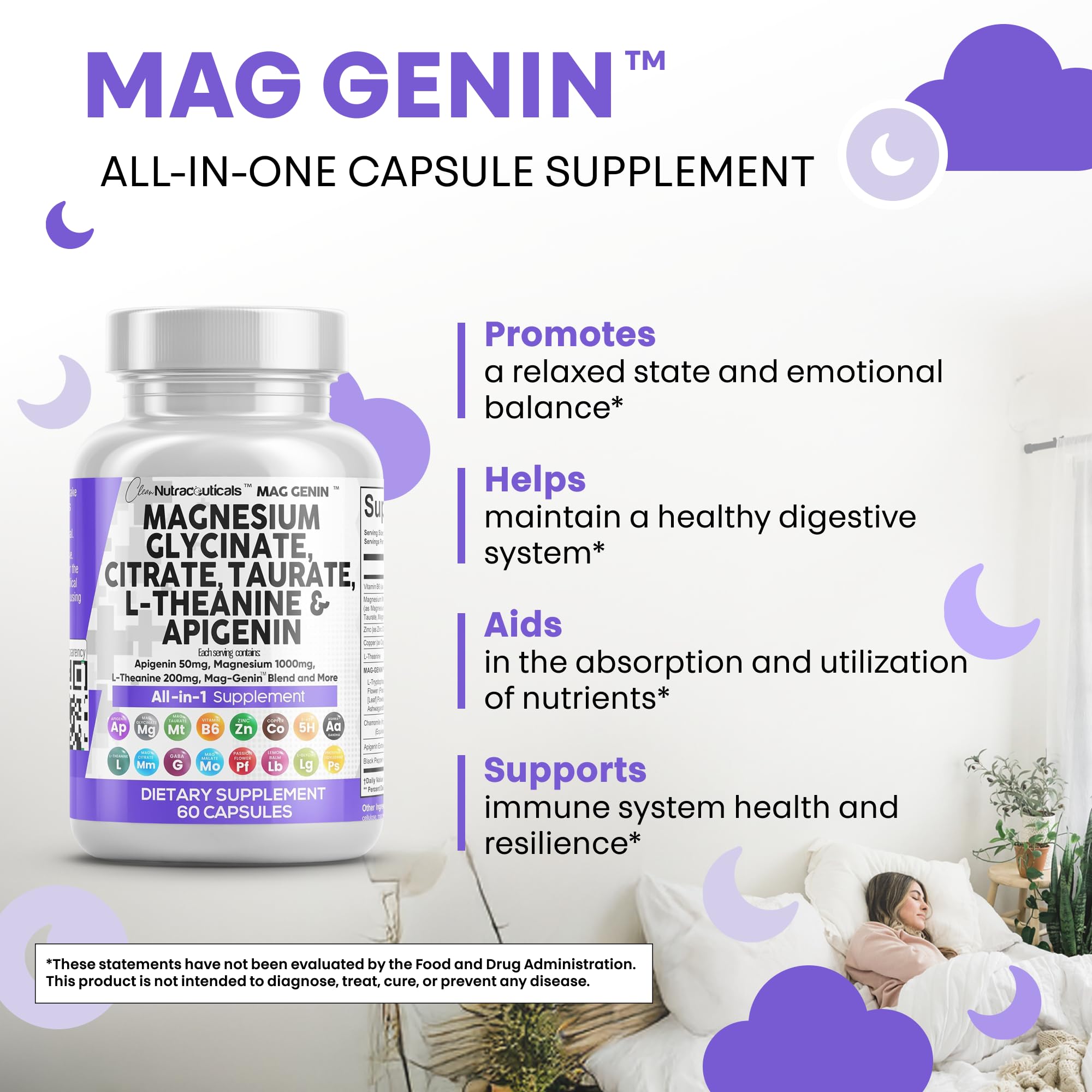 Clean Nutraceuticals Mag Genin Magnesium Complex with measuring spoon