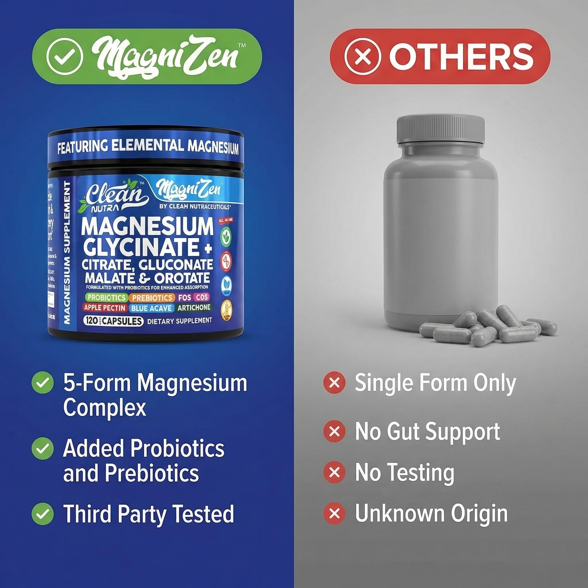 Clean Nutraceuticals Magnesium Glycinate Complex with measuring spoon