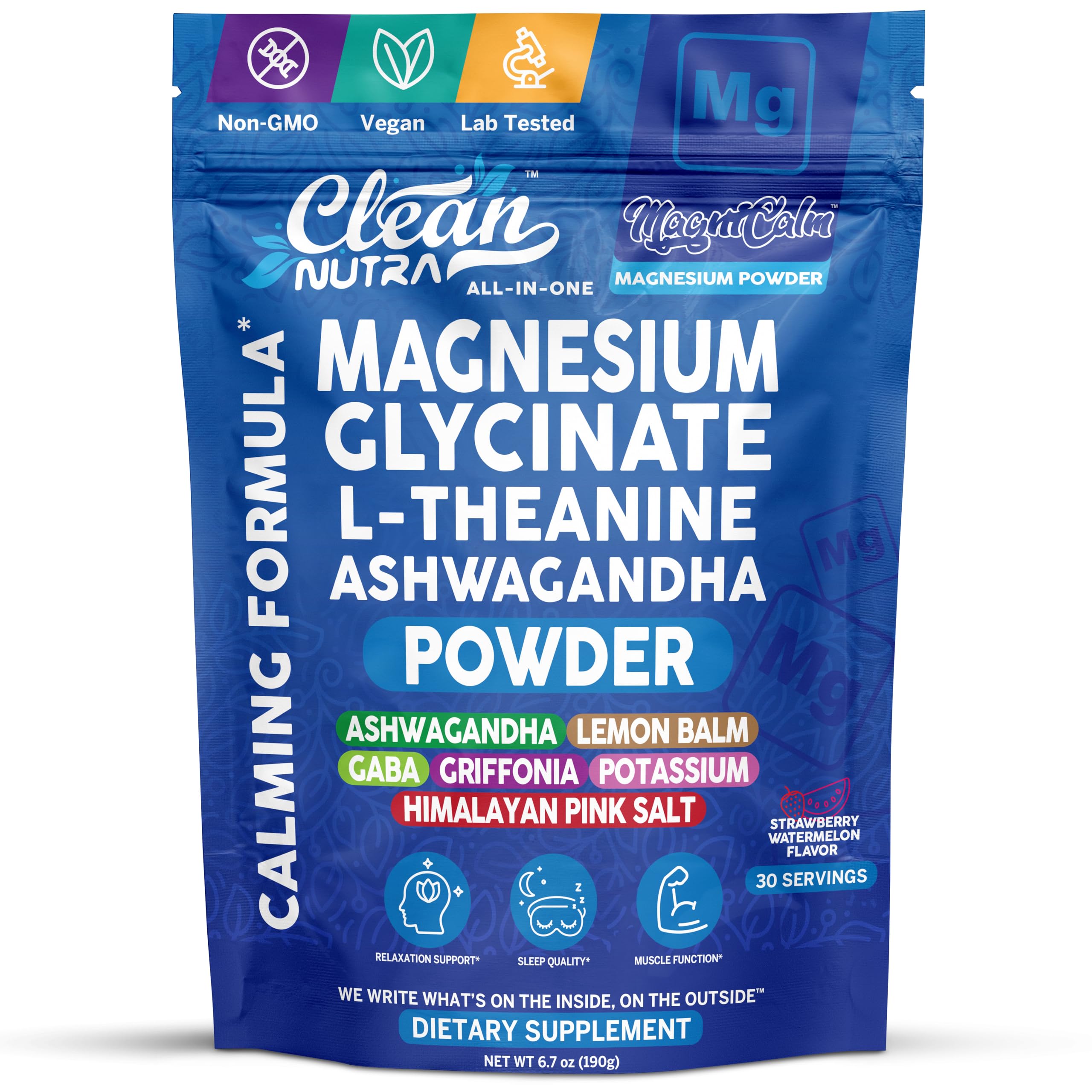 Clean Nutraceuticals Magnesium Glycinate Powder 200g front view