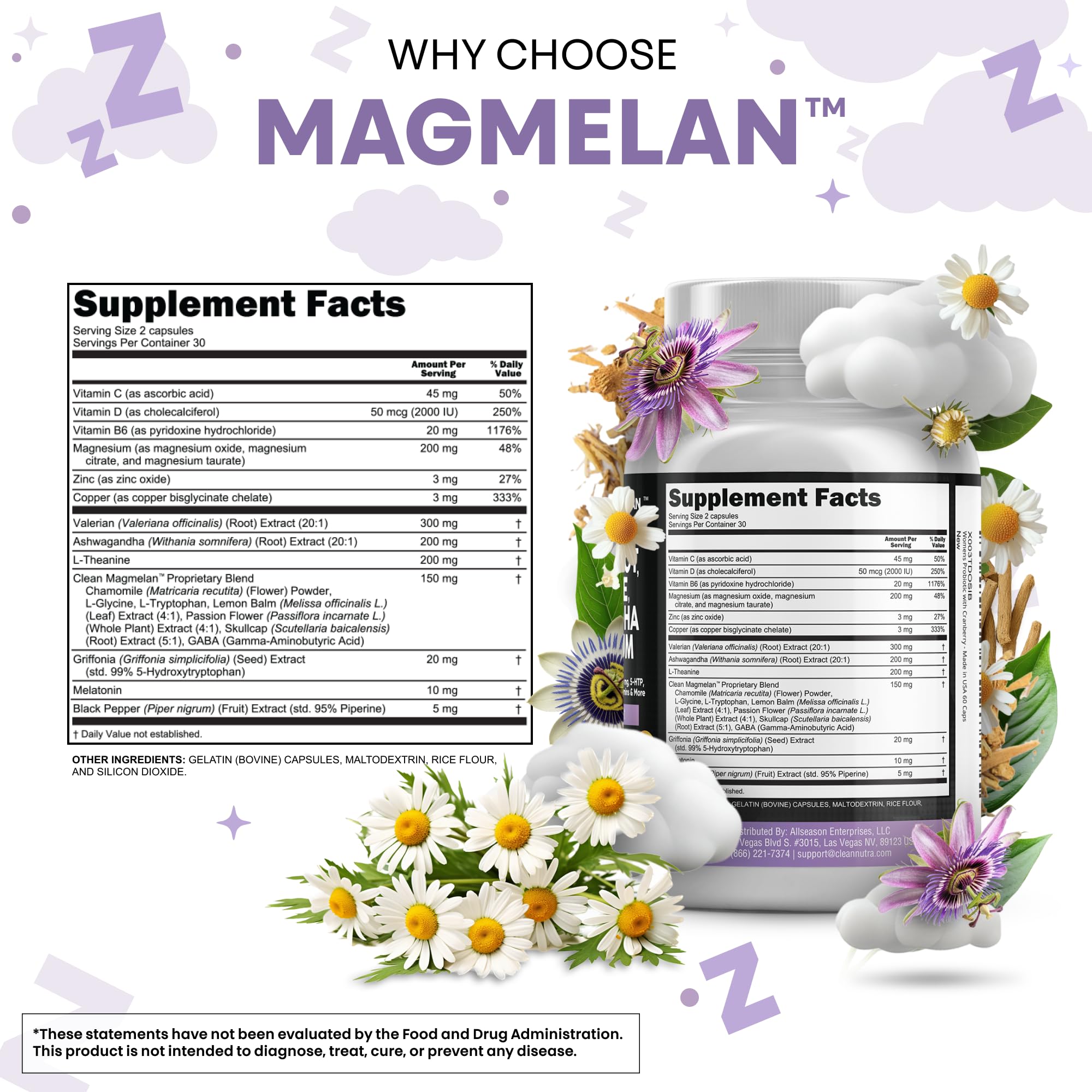 Clean Nutraceuticals Melatonin 10mg Valerian Root Capsules packaging