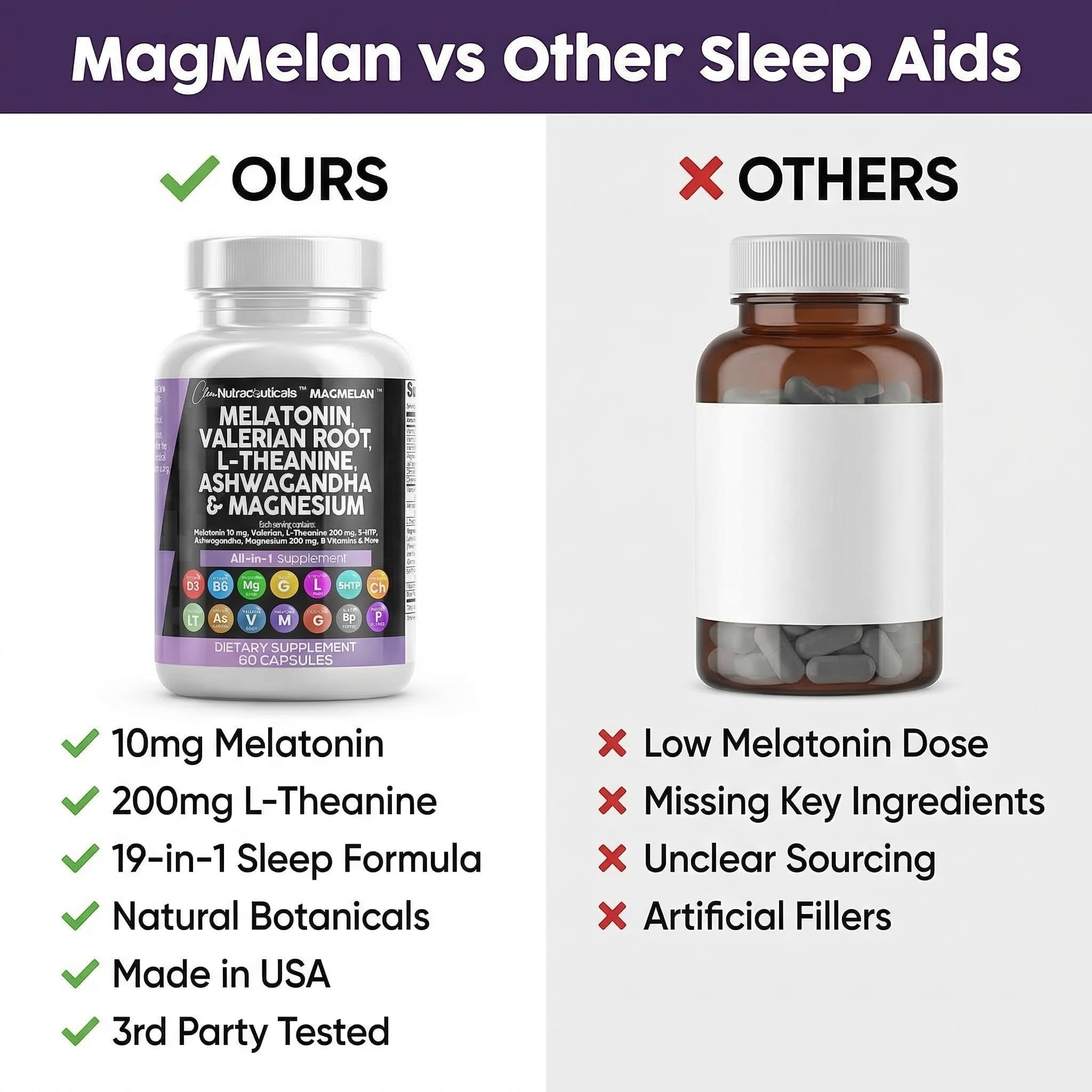 Clean Nutraceuticals Melatonin 10mg Valerian Root Capsules with a measuring spoon