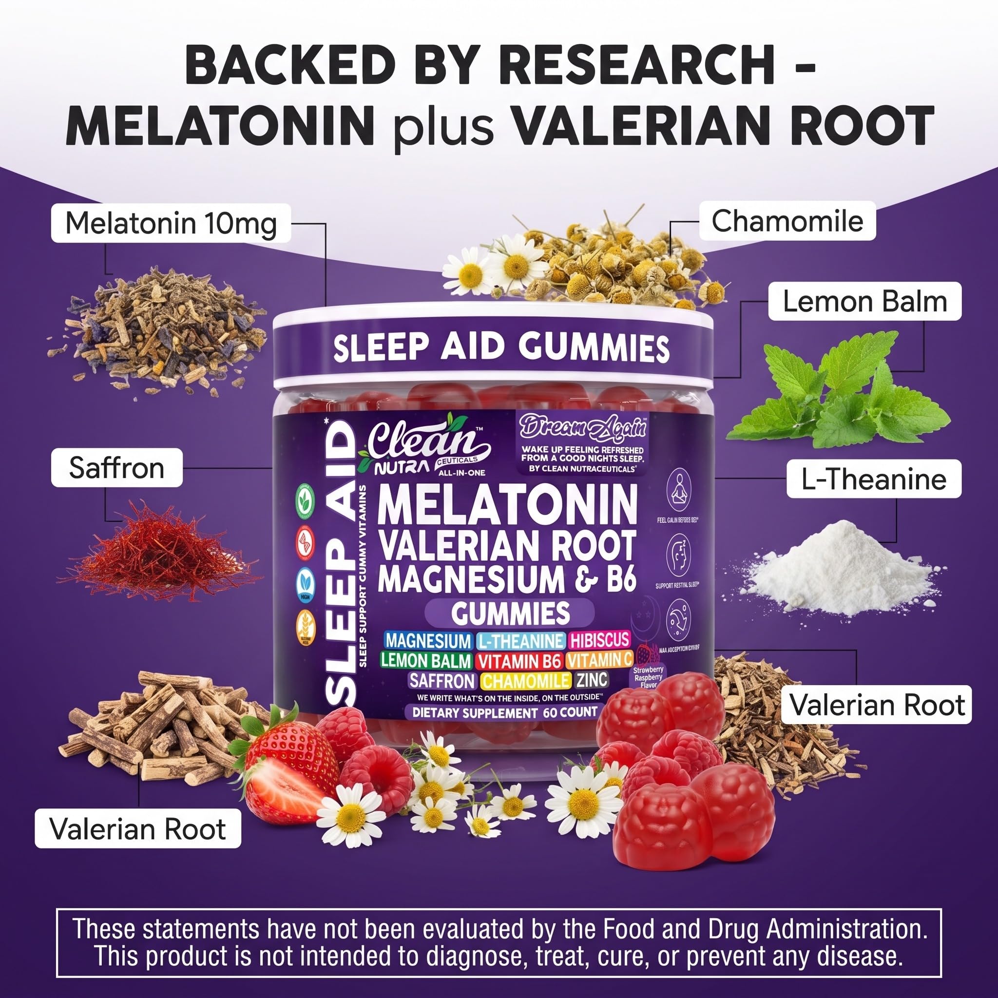 Clean Nutraceuticals Melatonin Gummies 10mg raspberry flavour gummies