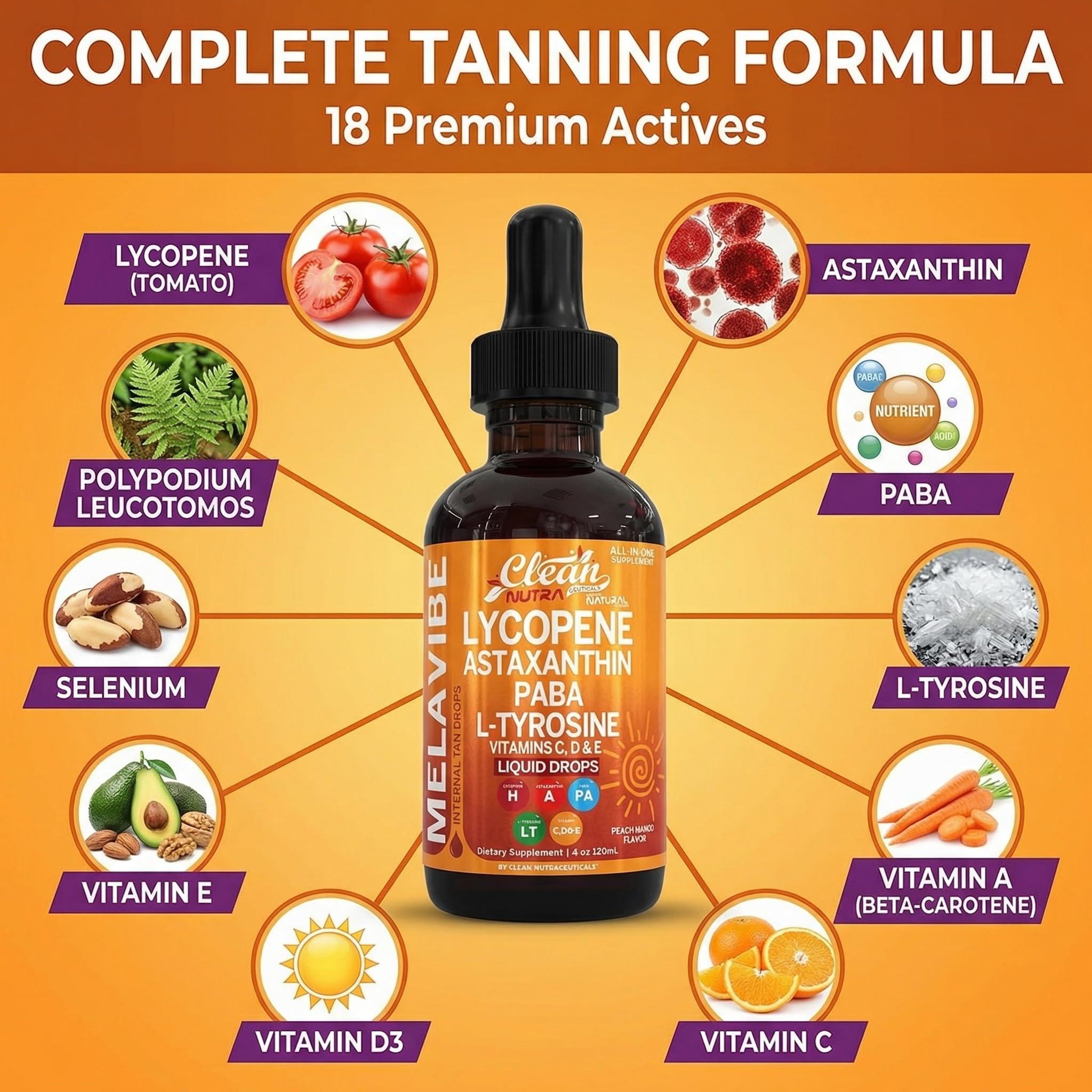 Clean Nutraceuticals MelaVibe Internal Tanning Drops ingredients list