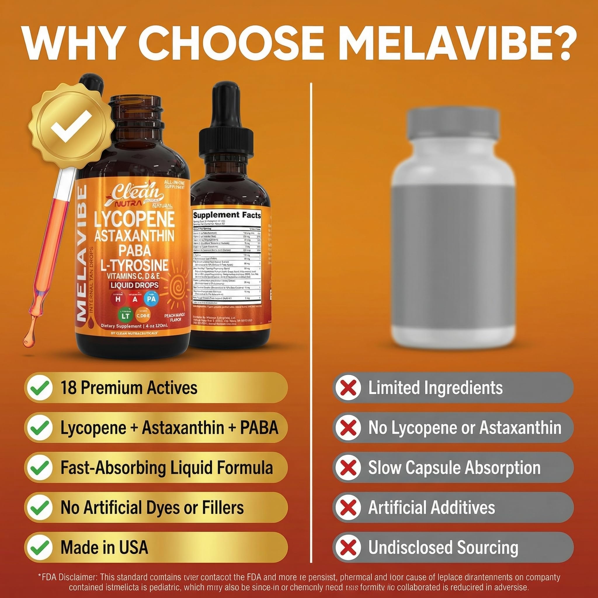 Clean Nutraceuticals MelaVibe Internal Tanning Drops with fresh mango