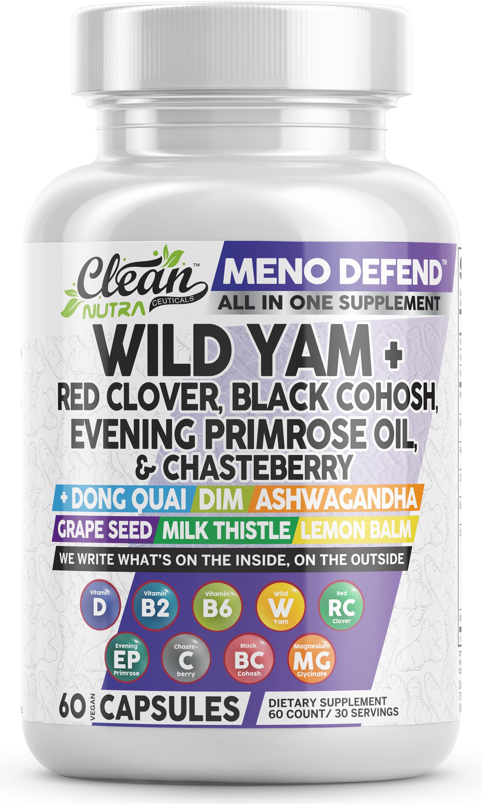 Clean Nutraceuticals Meno Defend Black Cohosh Supplement front view