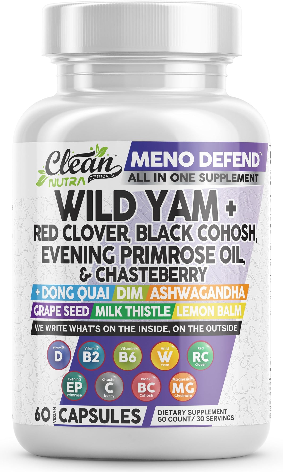 Clean Nutraceuticals Meno Defend Black Cohosh Supplement front view