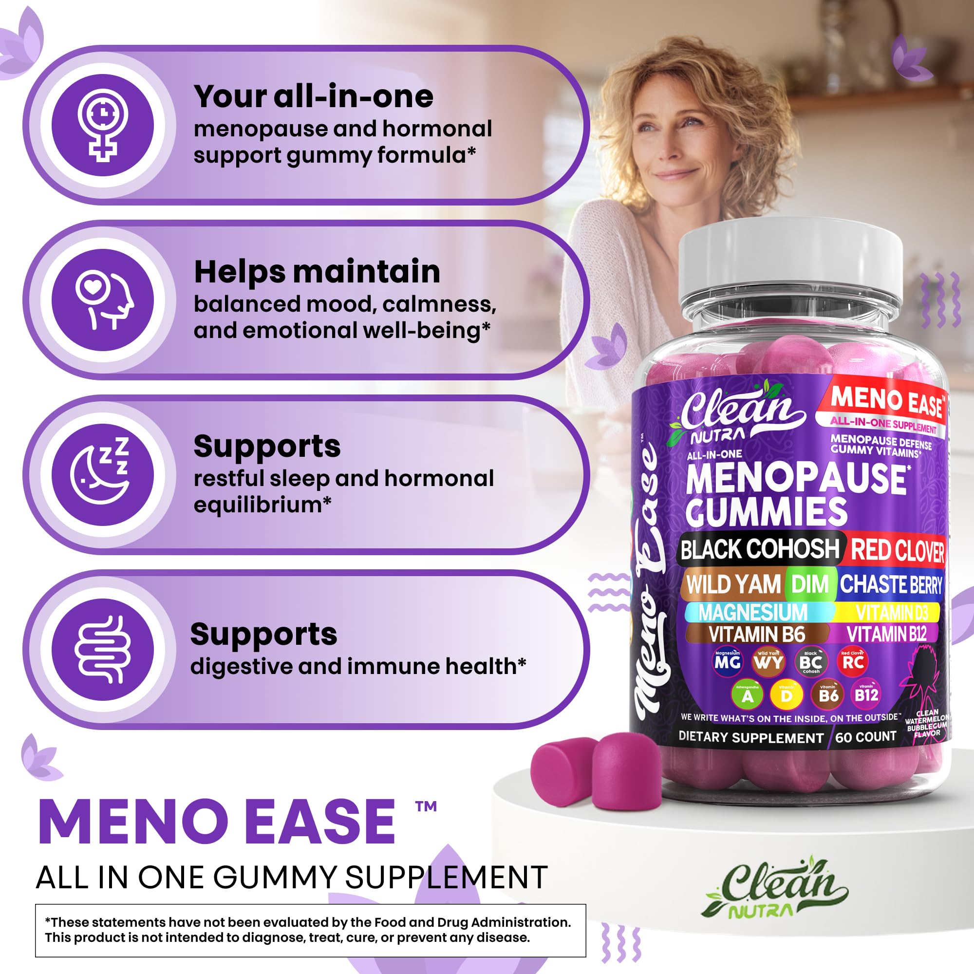 Clean Nutraceuticals Meno Ease Supplement nutritional information