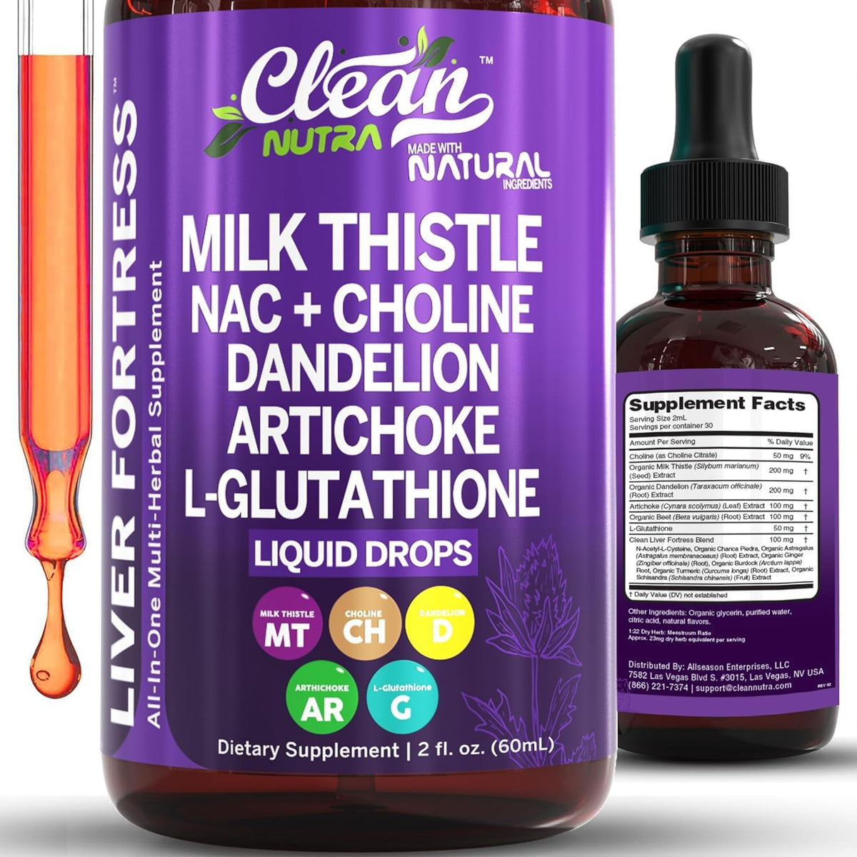 Clean Nutraceuticals Milk Thistle Liquid Supplement front view