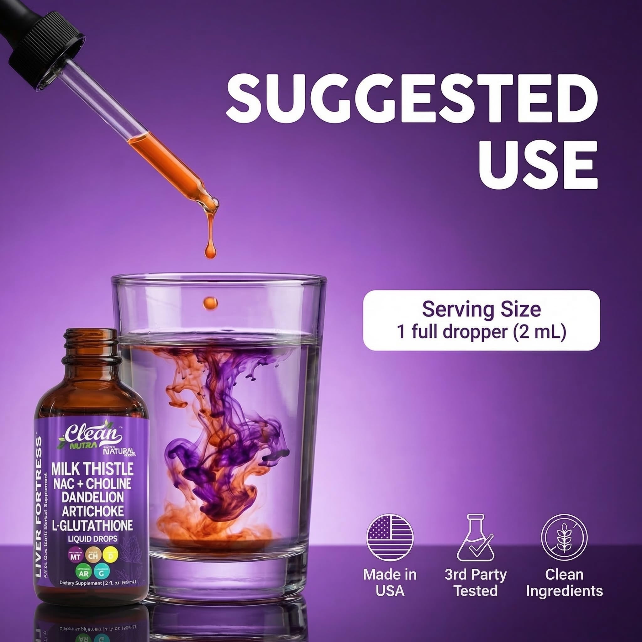 Clean Nutraceuticals Milk Thistle Liquid Supplement on a wooden table