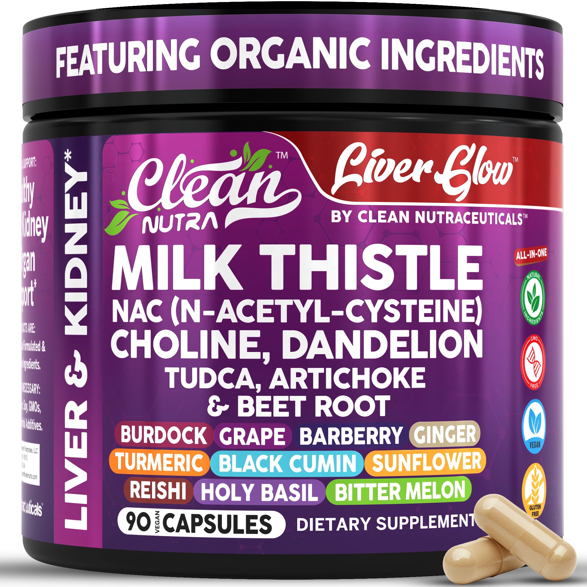 Clean Nutraceuticals Milk Thistle Liver Support 90 Capsules front view