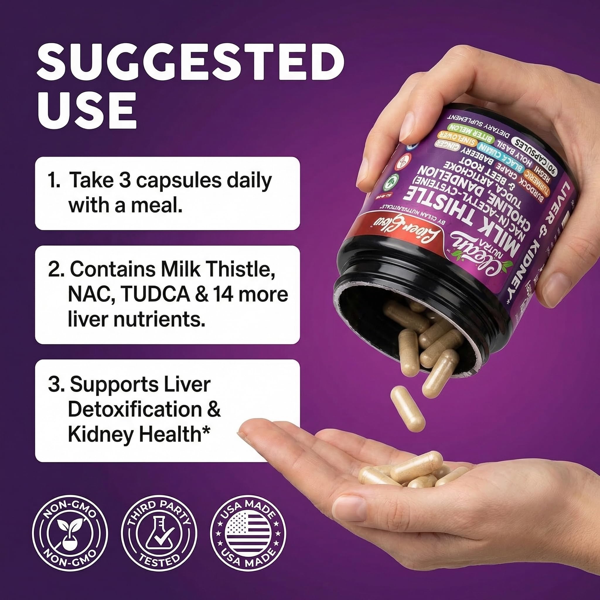 Clean Nutraceuticals Milk Thistle Liver Support 90 Capsules with a measuring spoon