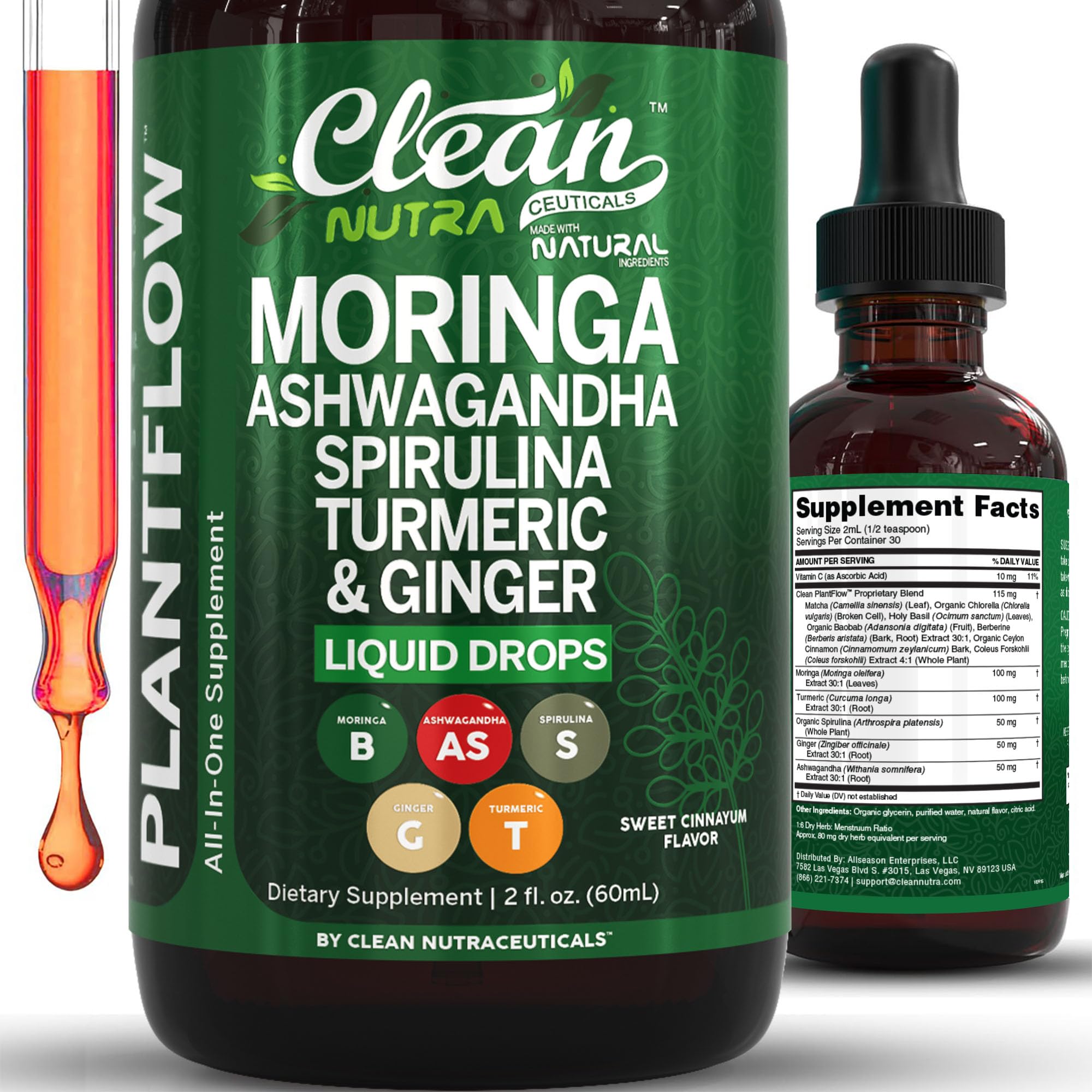 Clean Nutraceuticals Moringa Drops 2 fl oz front view