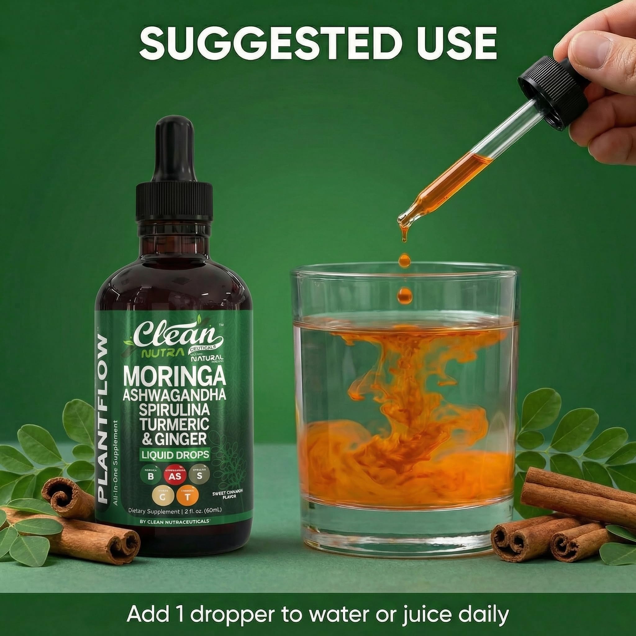 Clean Nutraceuticals Moringa Drops with fresh herbs