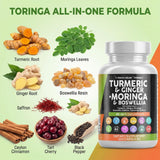Clean Nutraceuticals Moringa + Turmeric Curcumin capsules ingredients list