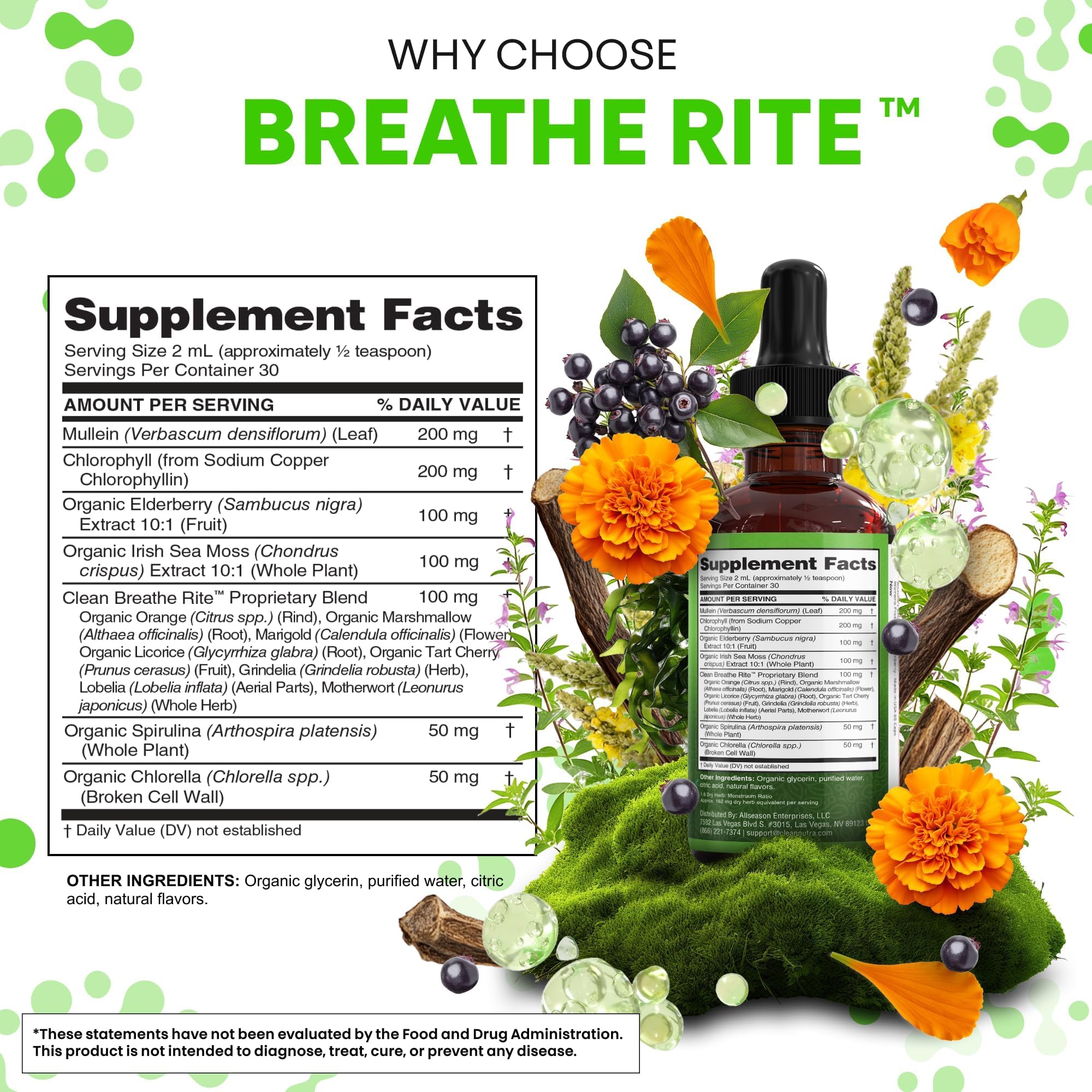 Clean Nutraceuticals Mullein Lung Support Tincture ingredients list