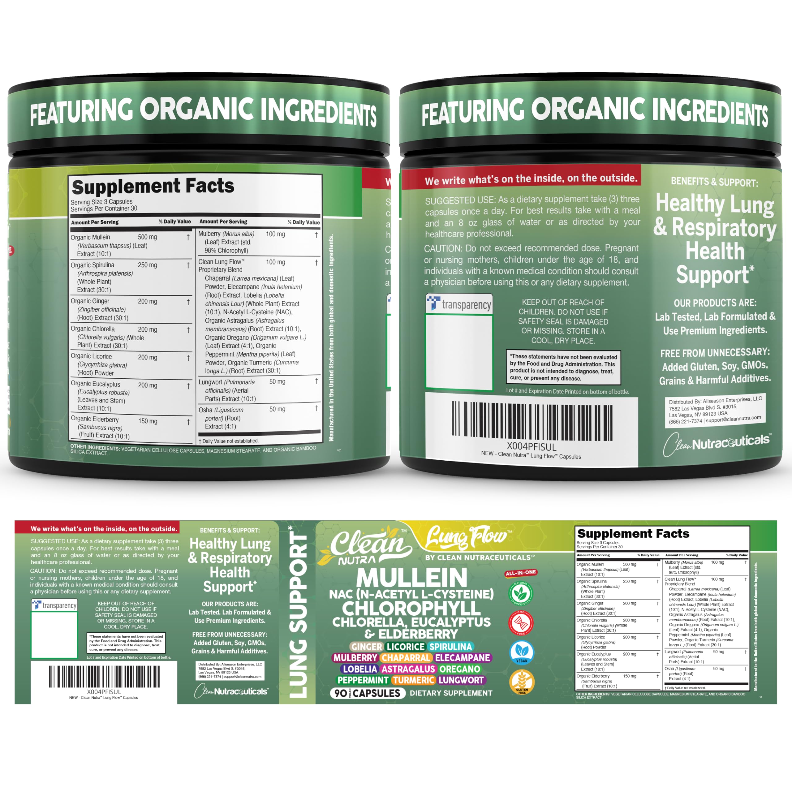 Clean Nutraceuticals Mullein Supplement bottle side view