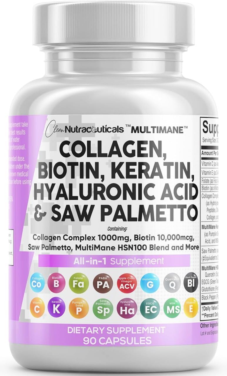 Clean Nutraceuticals MultiMane Collagen Capsules front view