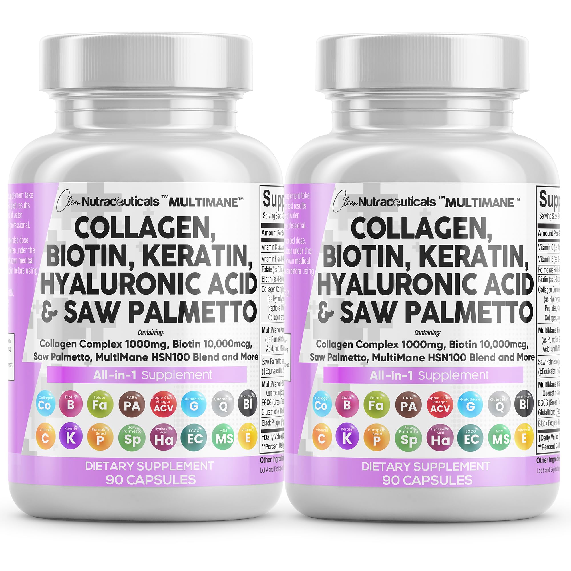 Clean Nutraceuticals MultiMane Collagen Complex 1000mg front view