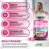 Clean Nutraceuticals Multimane Gummy Vitamins displayed with fresh strawberries