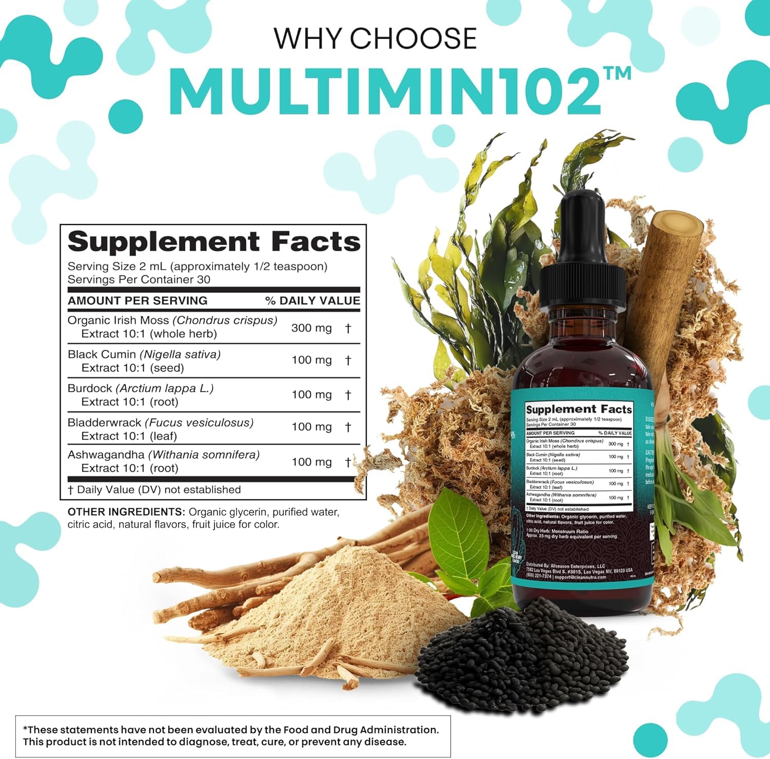 Clean Nutraceuticals MultiMin102 Organic Sea Moss Drops back view