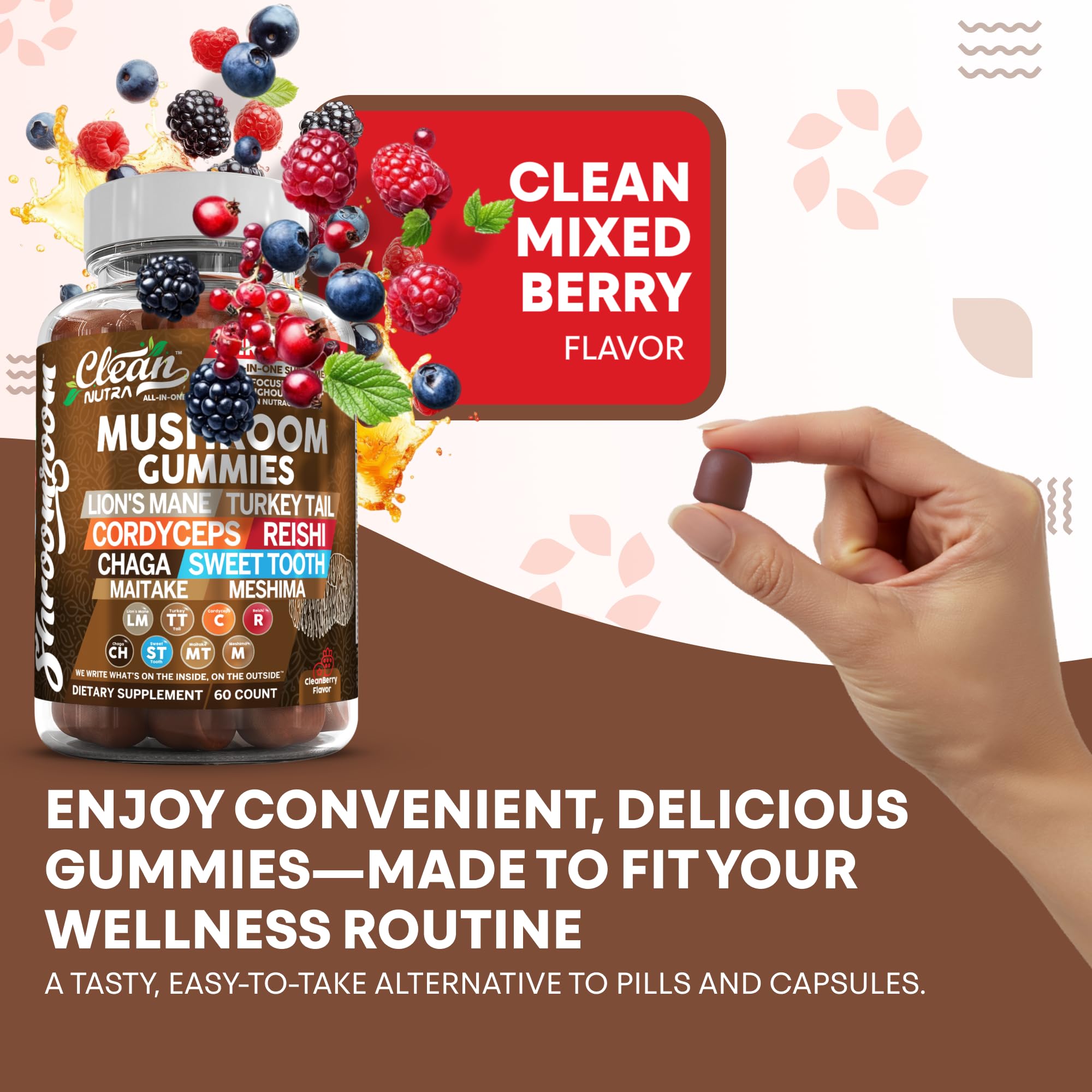 Clean Nutraceuticals Mushroom Gummies close-up of gummies