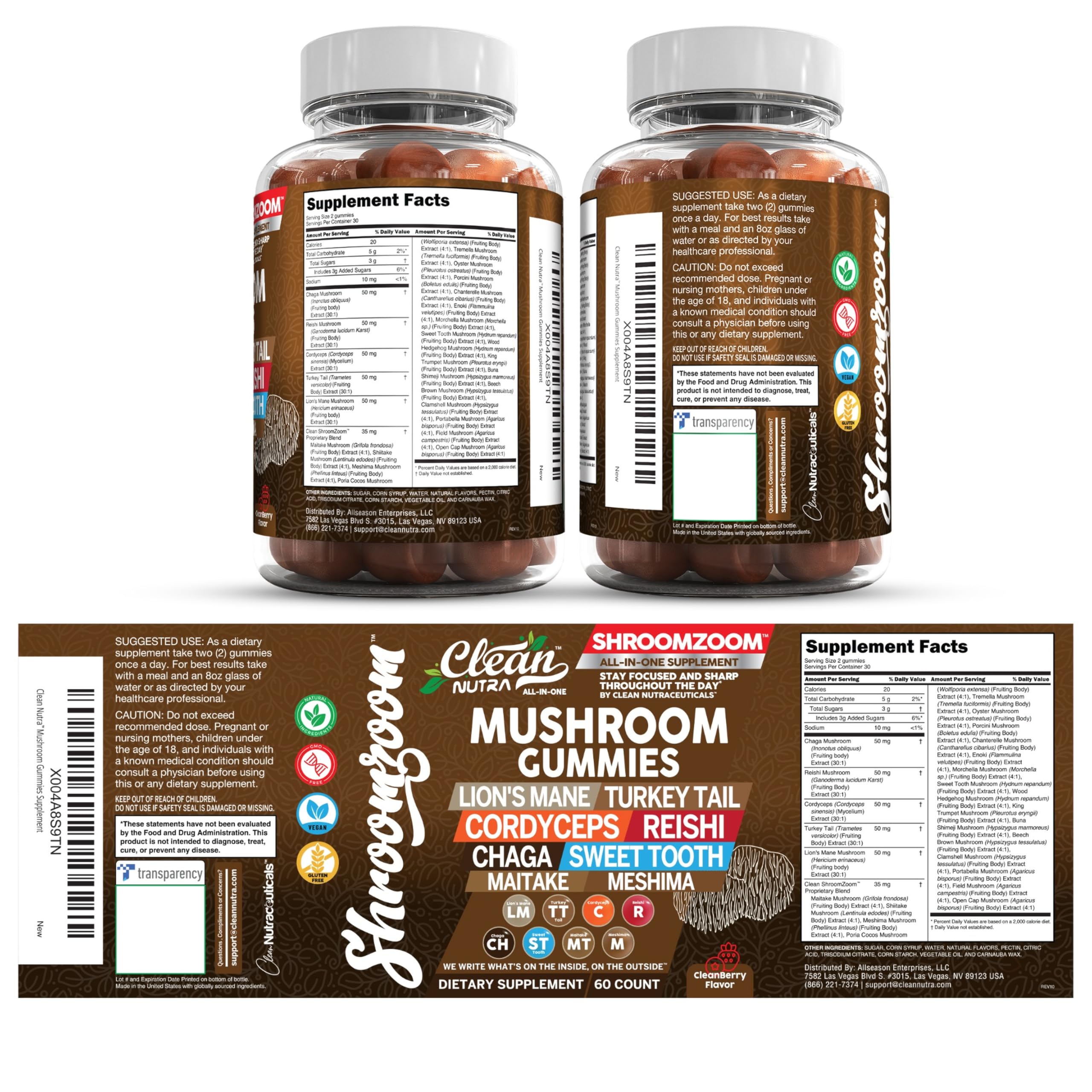 Clean Nutraceuticals Mushroom Gummies in a bowl