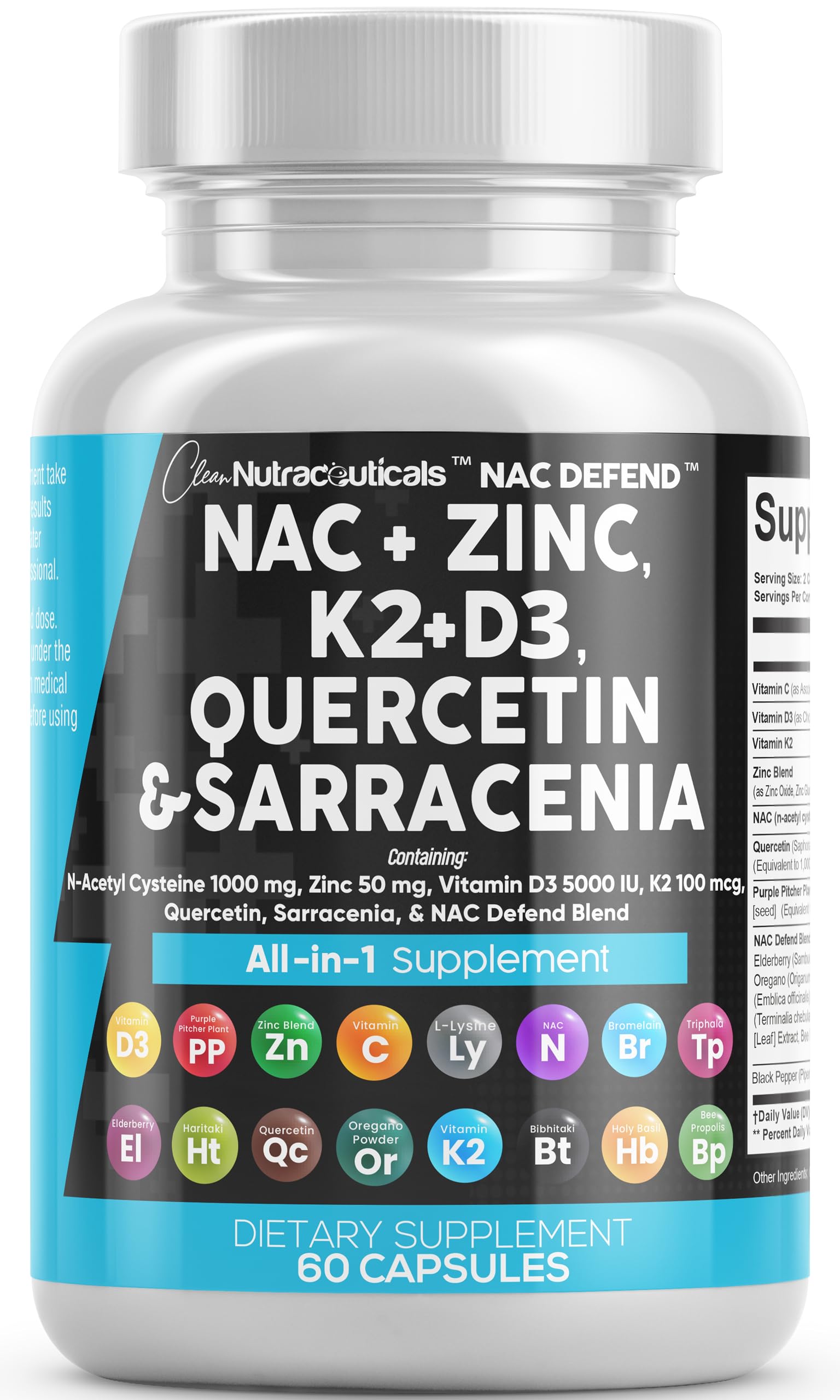 Clean Nutraceuticals NAC Defend 1000mg Supplement front view