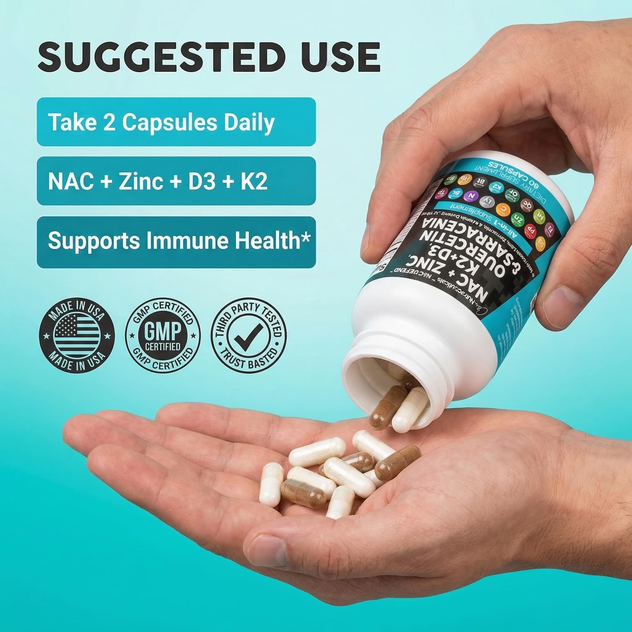 Clean Nutraceuticals NAC Defend 1000mg Supplement with Vitamin K2 and D3