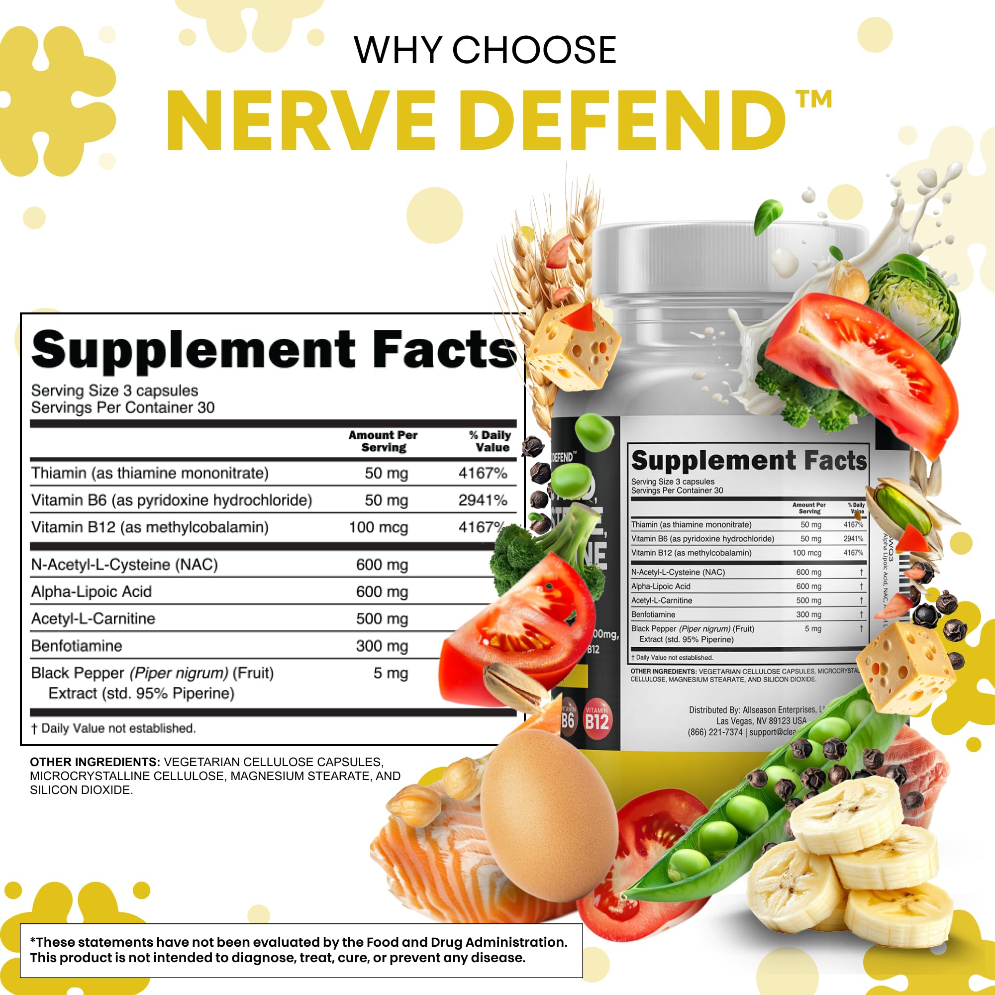 Clean Nutraceuticals Nerve Defend capsules with ingredients list