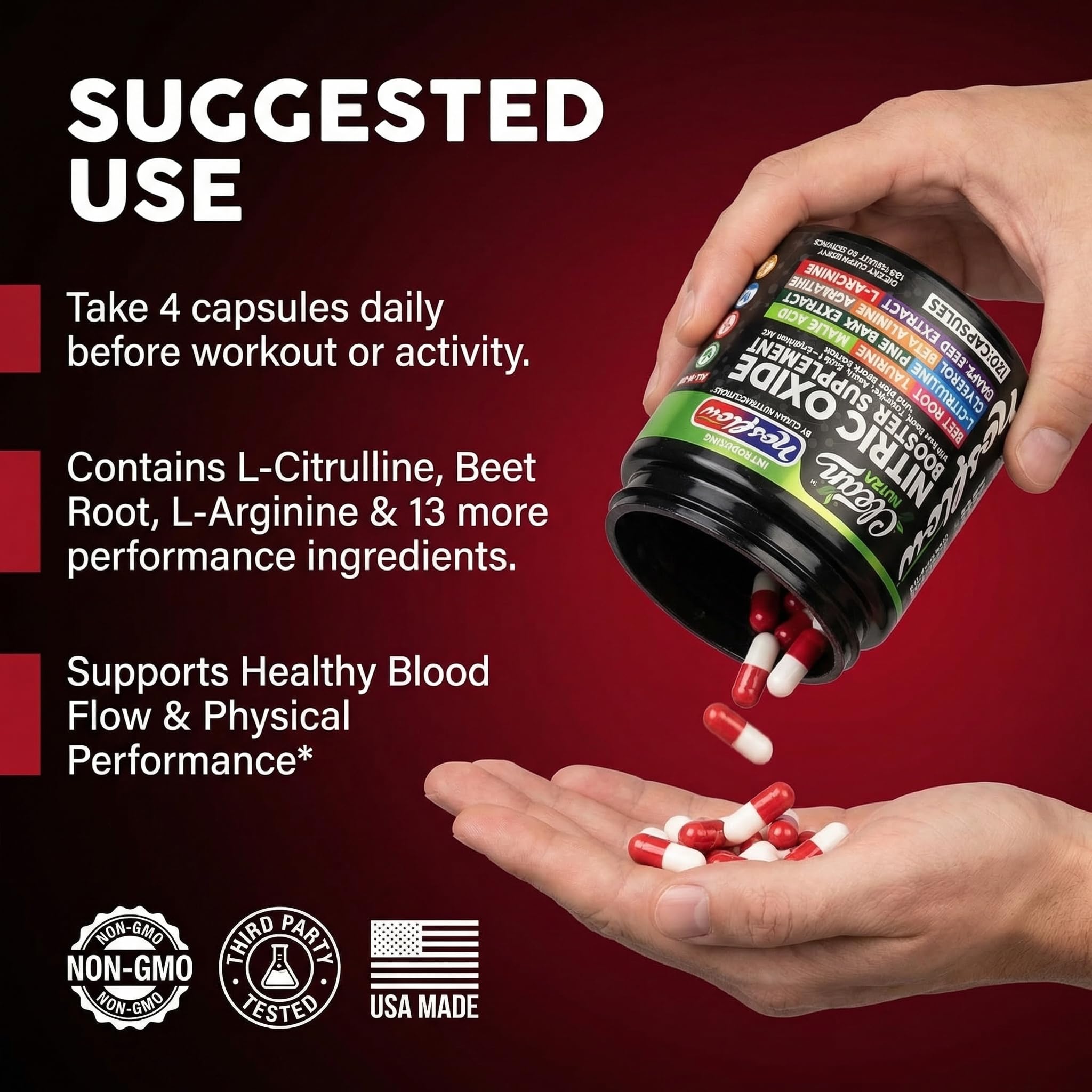 Clean Nutraceuticals Nitric Oxide support Capsules on a wooden table