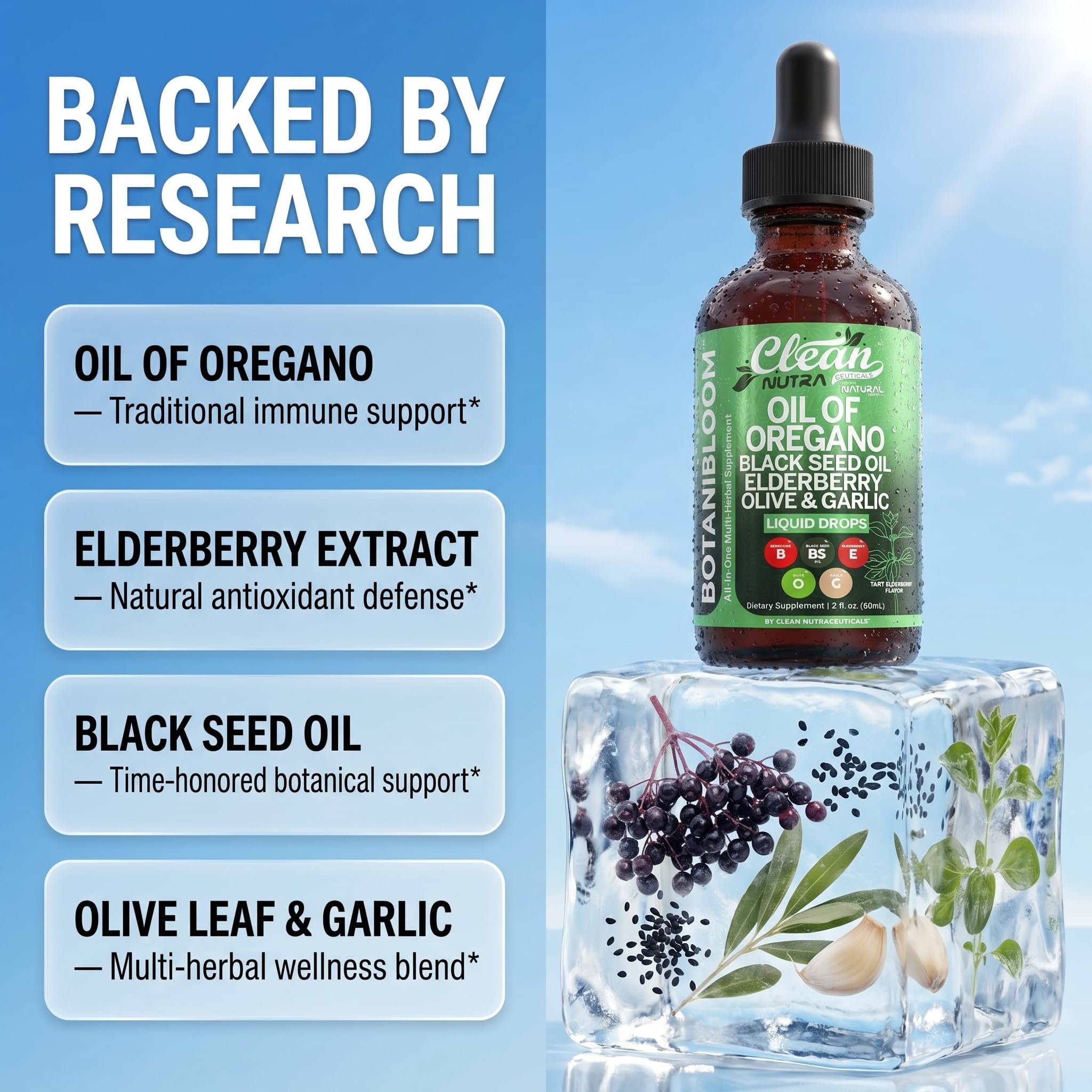 Clean Nutraceuticals Oil of Oregano liquid drops with dropper
