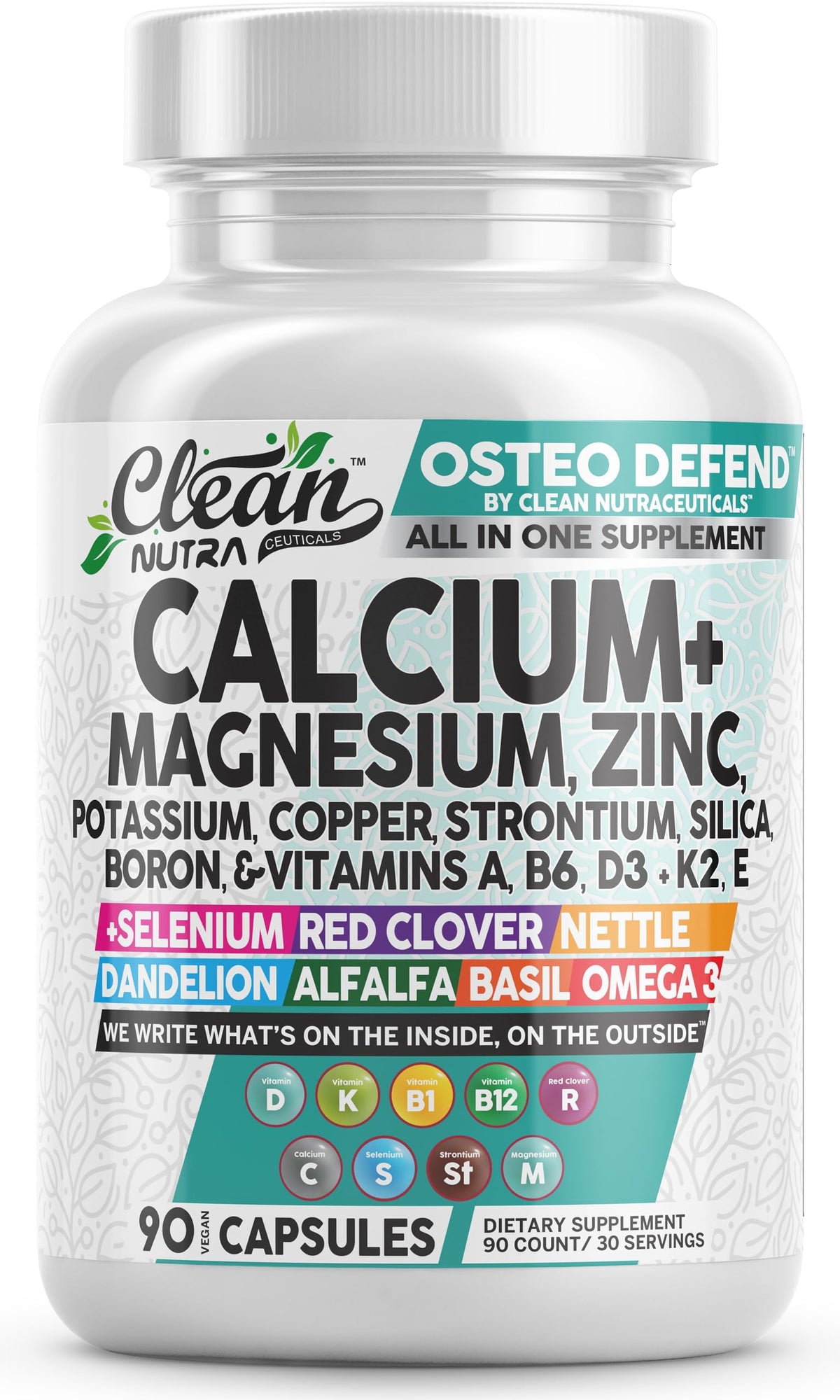 Clean Nutraceuticals Osteo Defend Calcium Supplement bottle front view