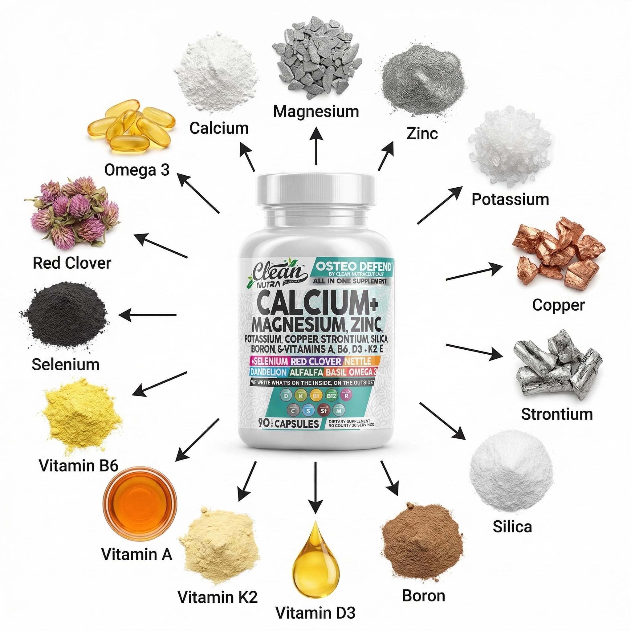 Clean Nutraceuticals Osteo Defend Calcium Supplement ingredients list
