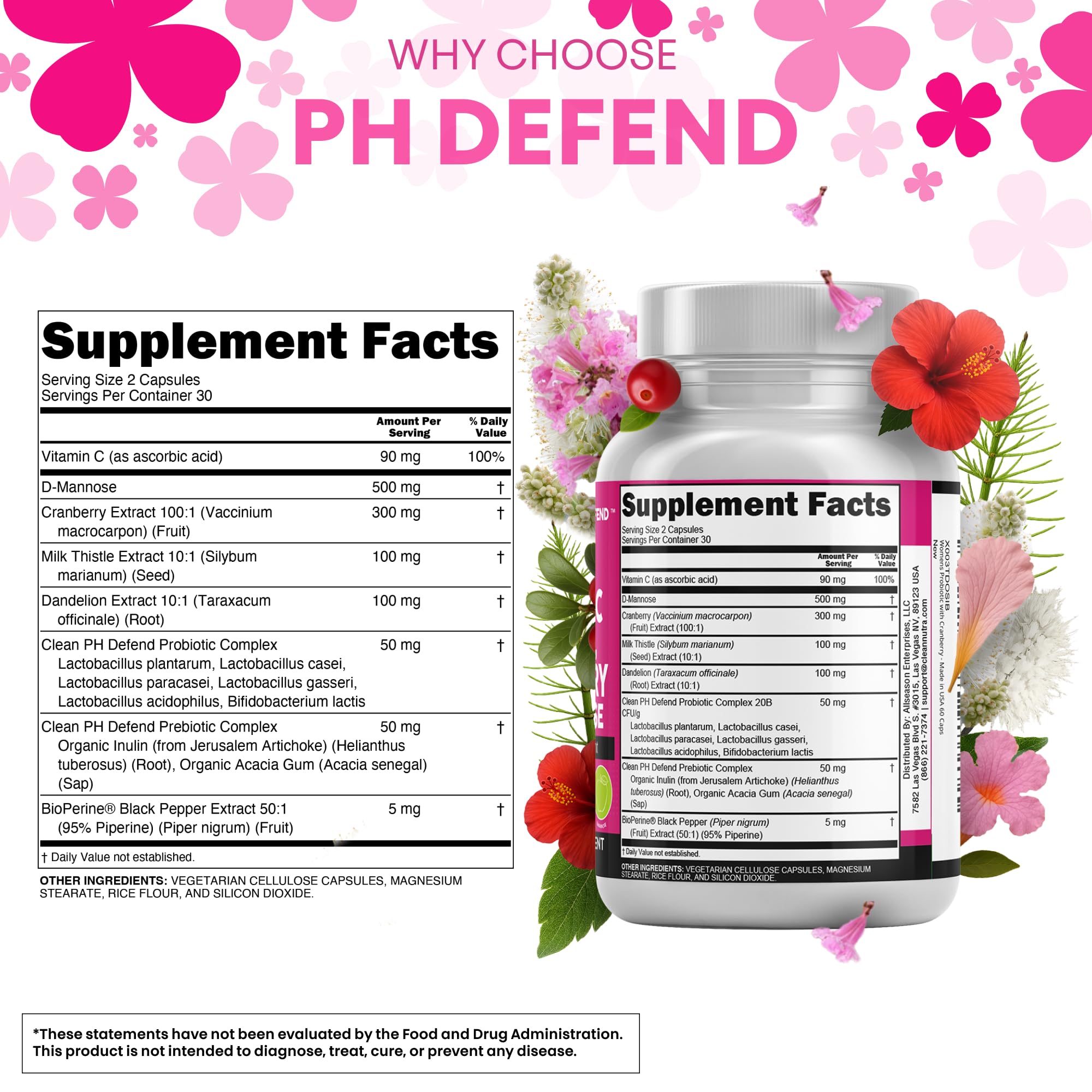Clean Nutraceuticals pH Defend Women's Health Formula ingredients list
