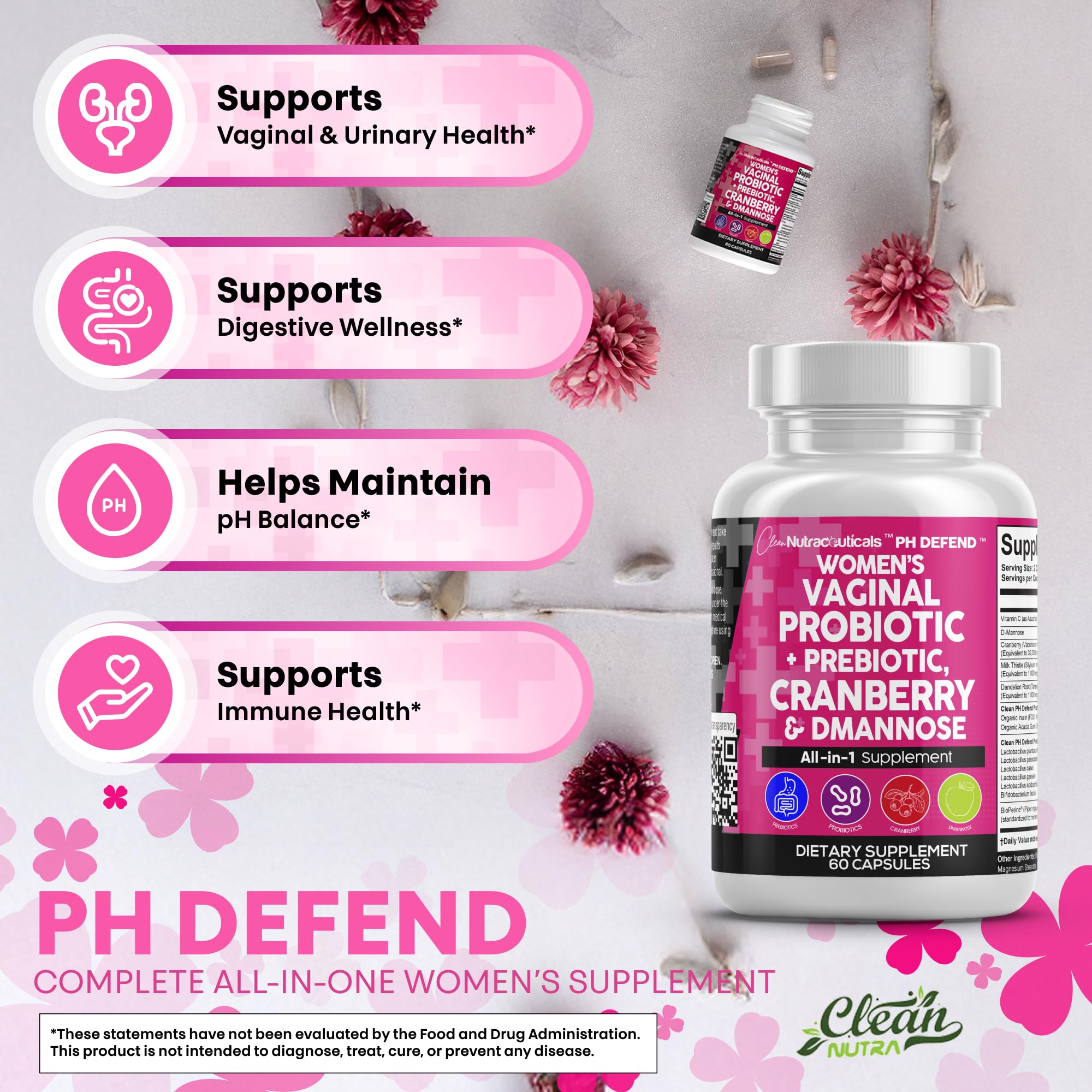 Clean Nutraceuticals pH Defend Women's Health Formula packaging