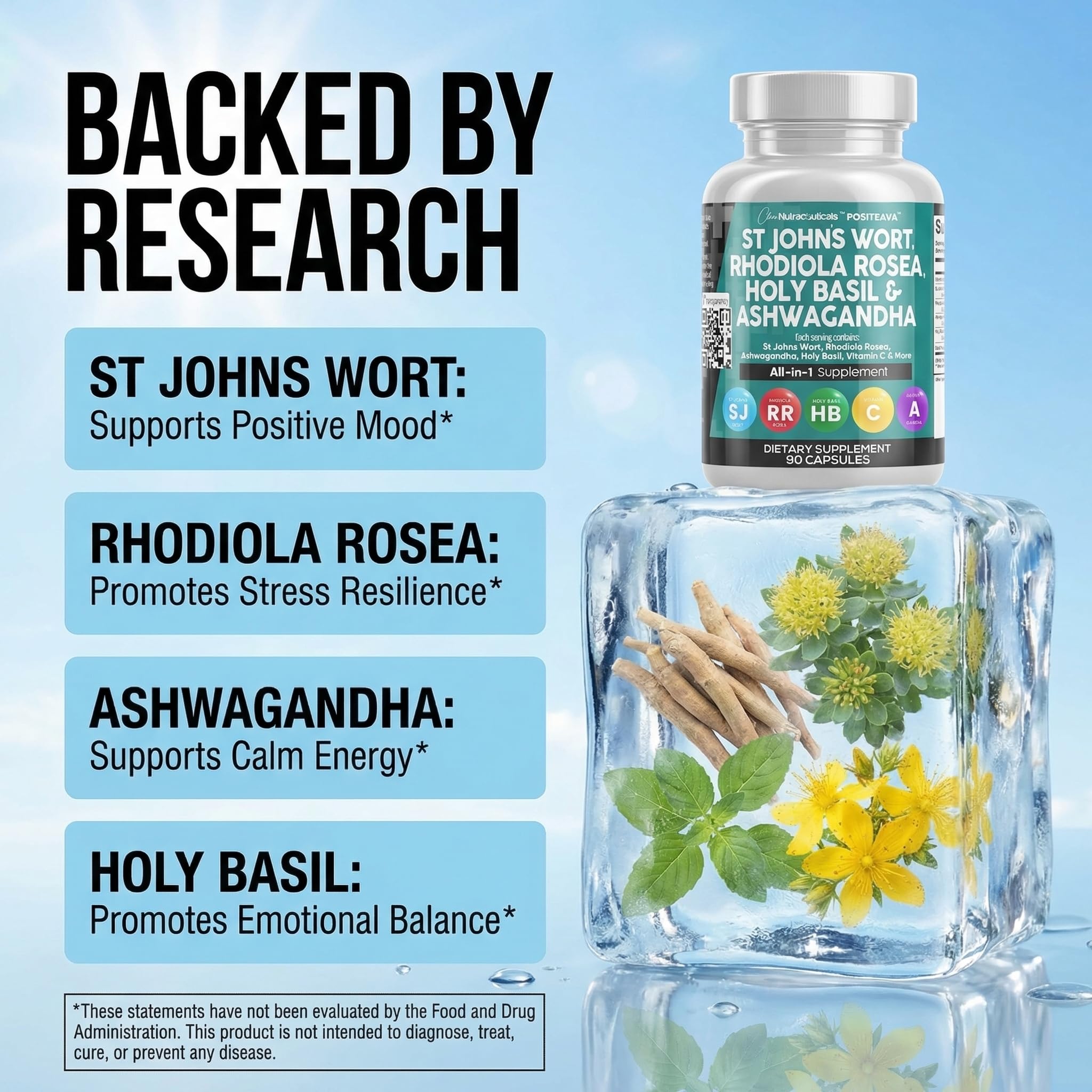 Clean Nutraceuticals Positeava St. John's Wort Supplement capsules