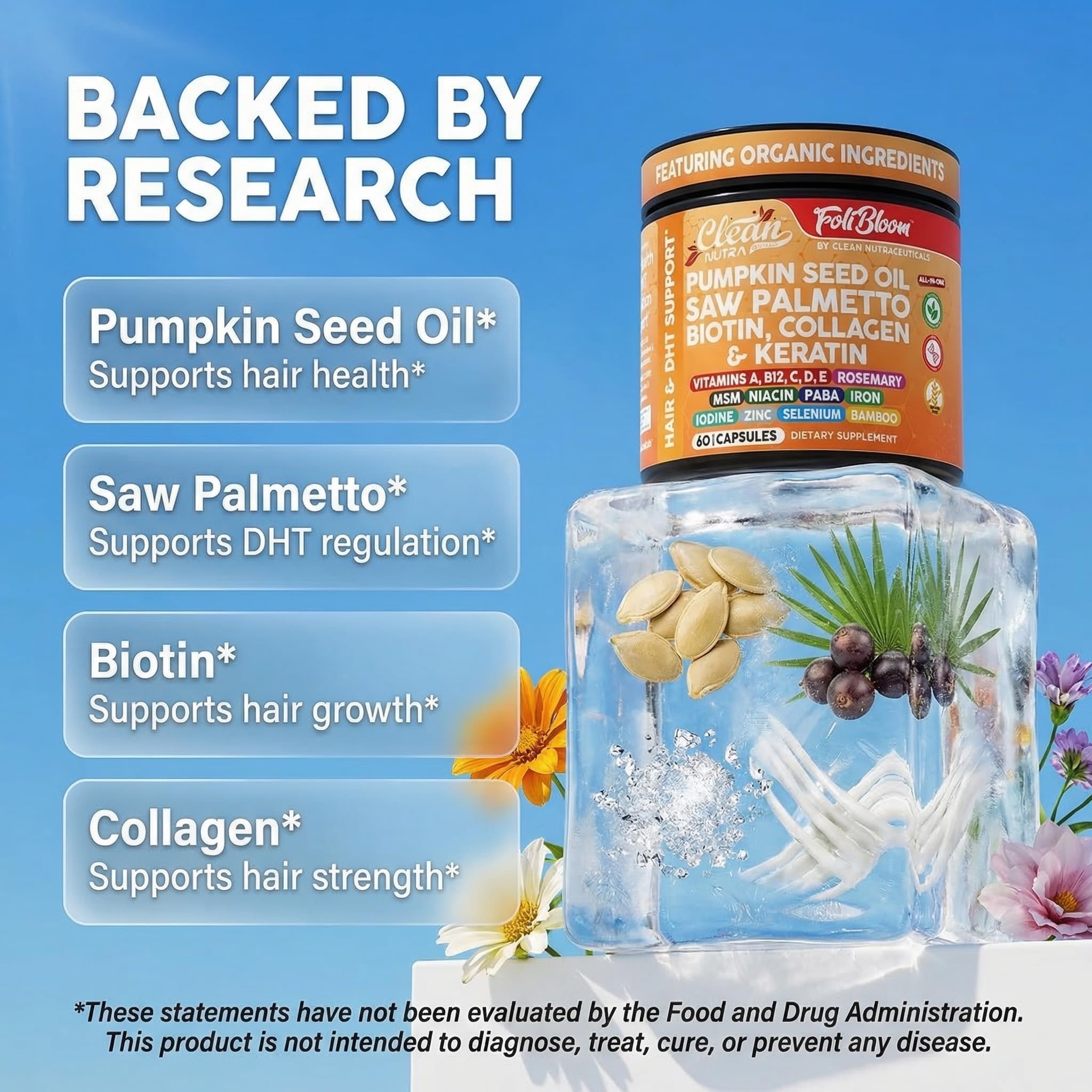Clean Nutraceuticals Pumpkin Seed Oil Capsules opened bottle with capsules