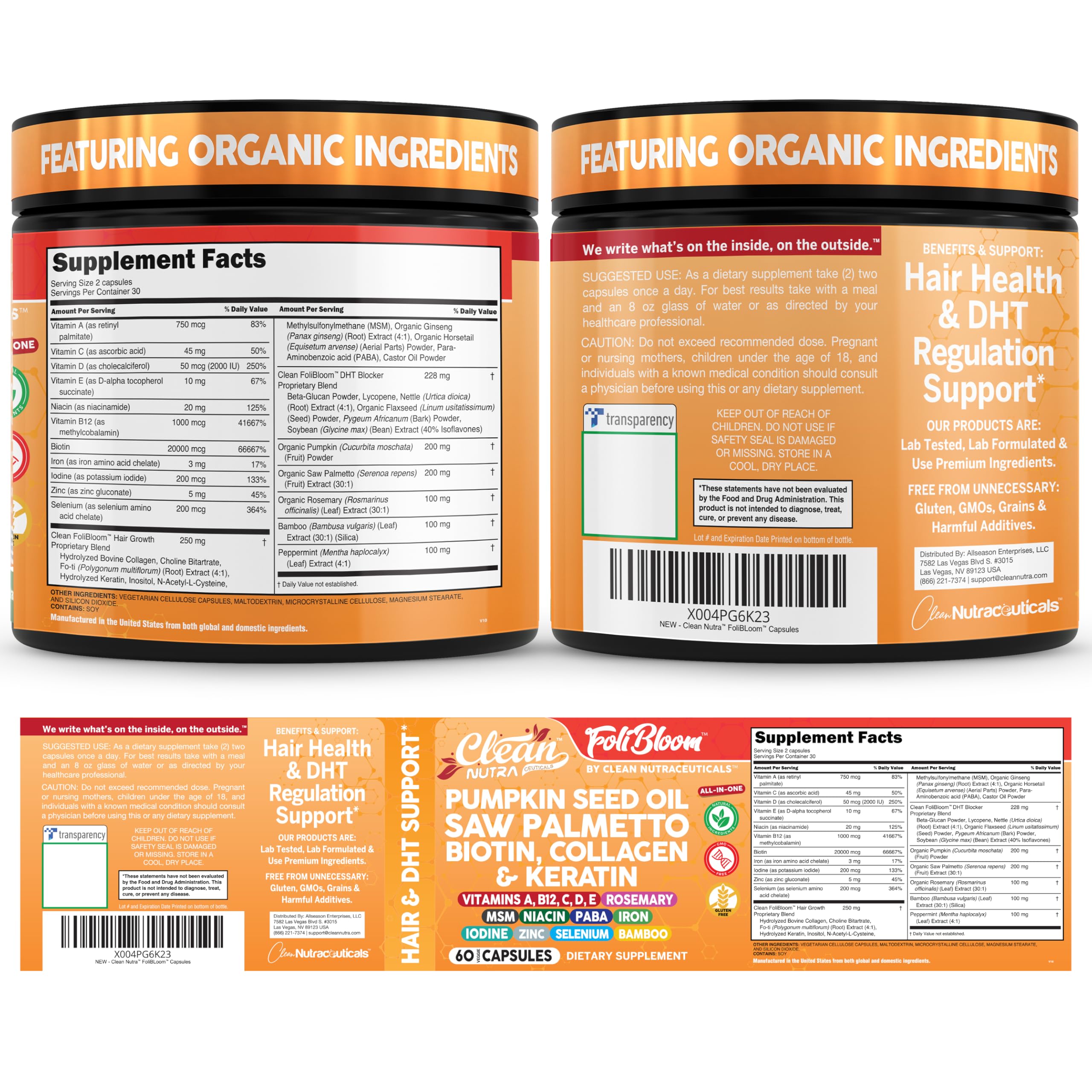 Clean Nutraceuticals Pumpkin Seed Oil Capsules with natural ingredients