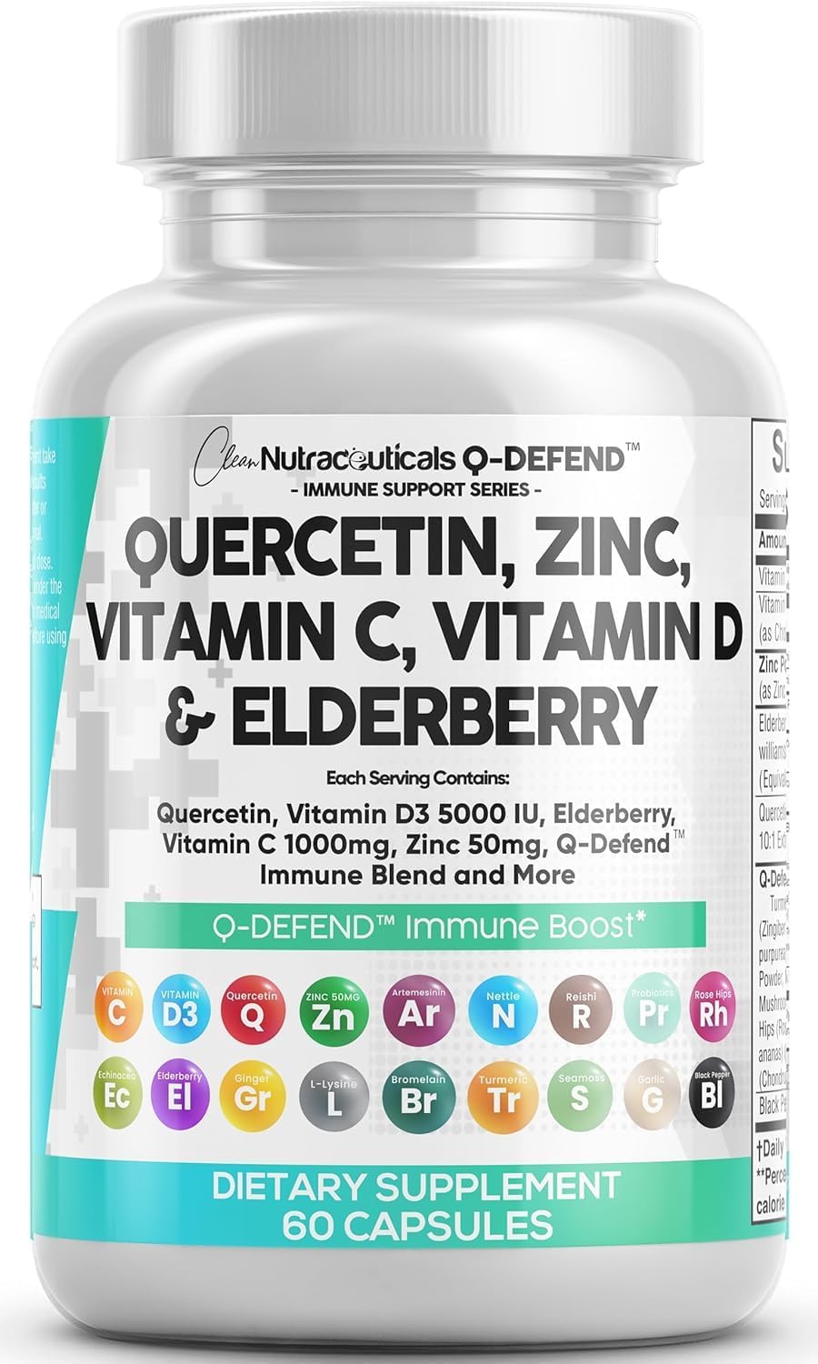 Clean Nutraceuticals Q Defend Quercetin Supplement 60 capsules front view
